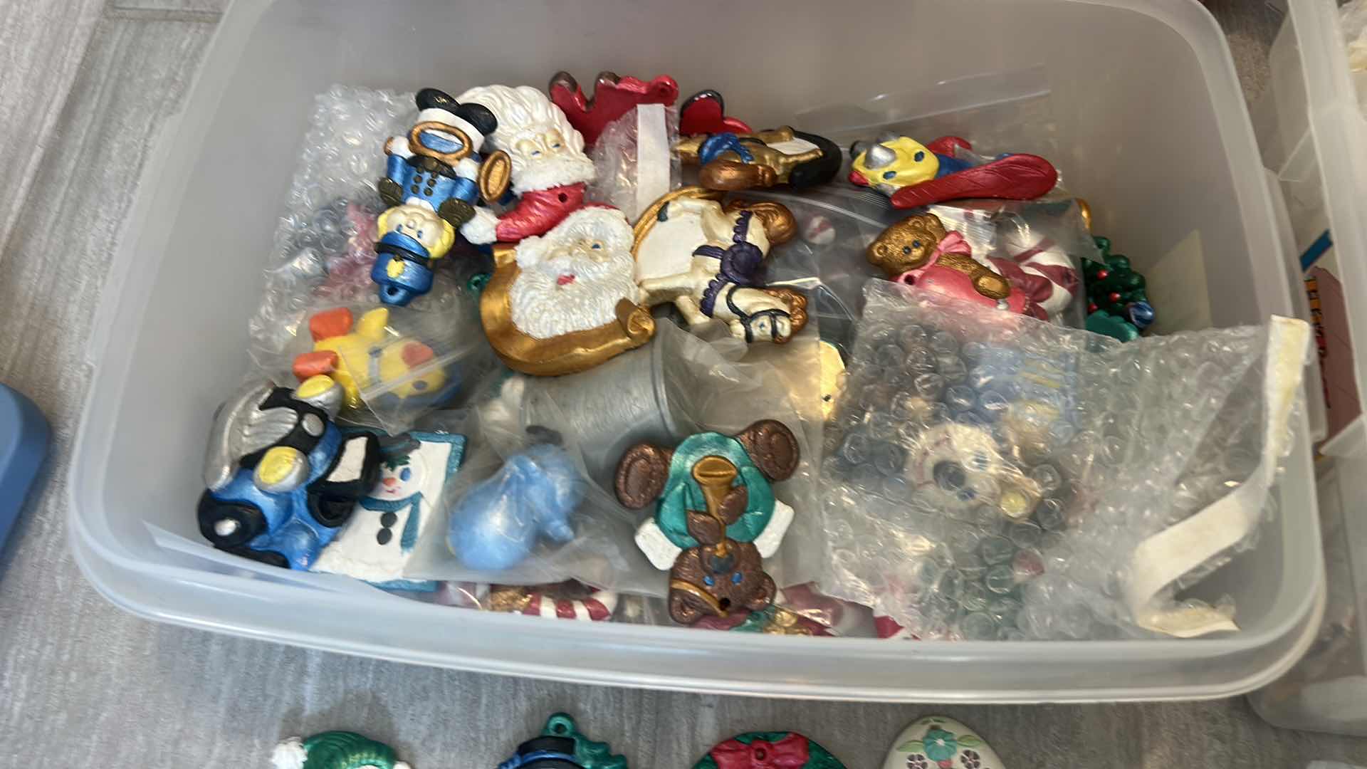 Photo 1 of 3 TOTES - CRAFTED PAINTED PLASTER CHRISTMAS ORNAMENTS