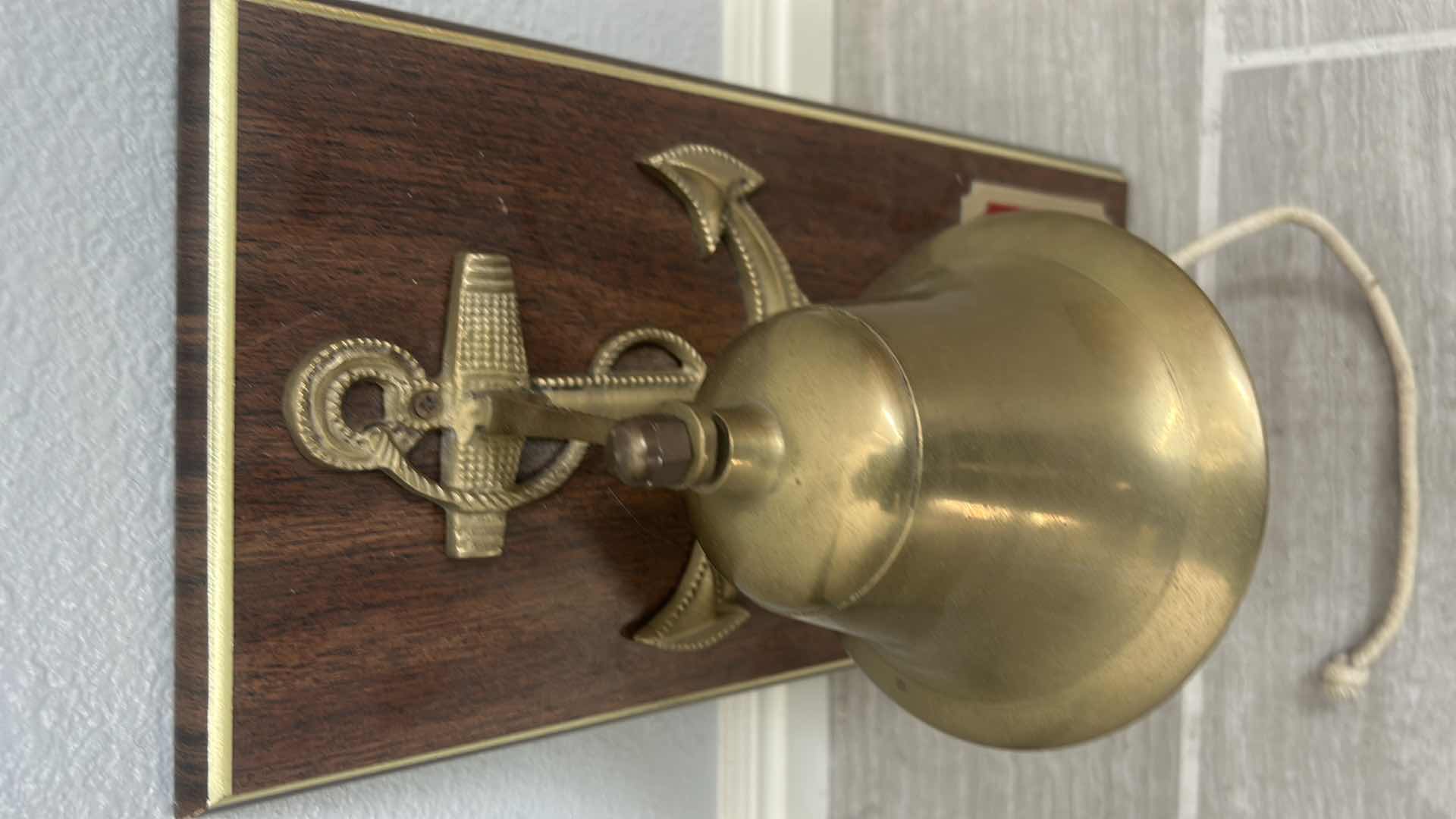 Photo 1 of BRASS BELL ON PERSONALIZED PLAQUE. 7 1/2” x 14 1/4”