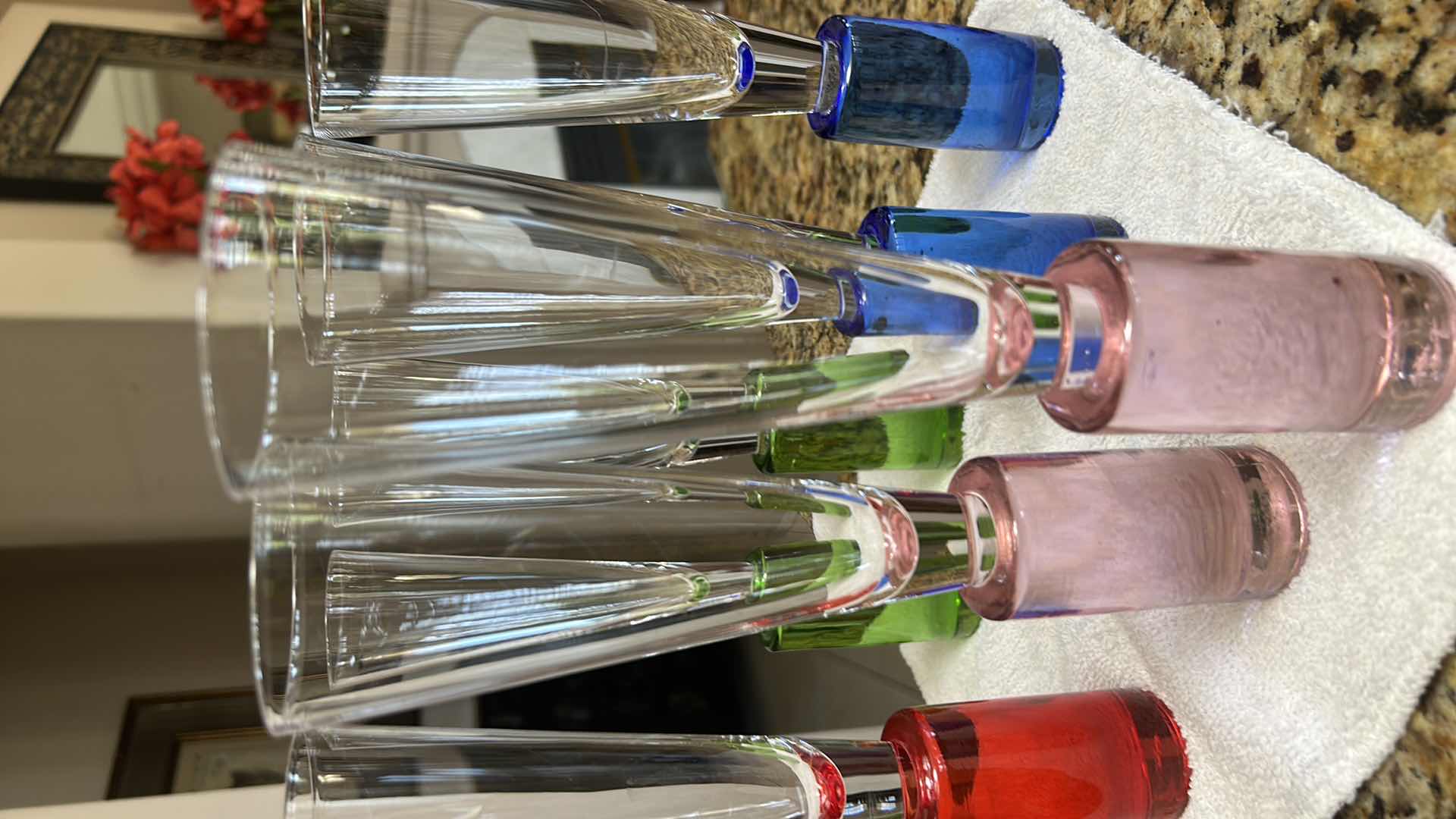 Photo 1 of 8- RETRO COLORED FLUTED CHAMPAGNE GLASSES