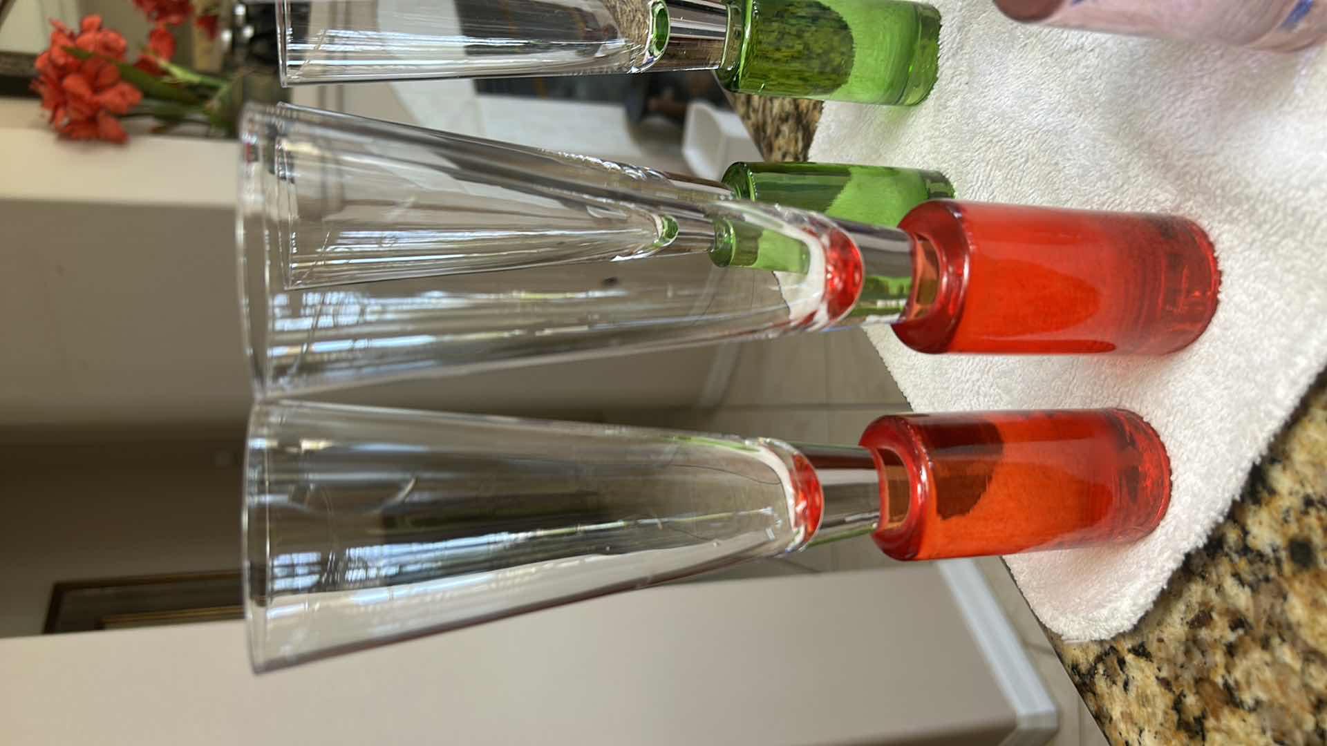 Photo 1 of 8- RETRO COLORED FLUTED CHAMPAGNE GLASSES