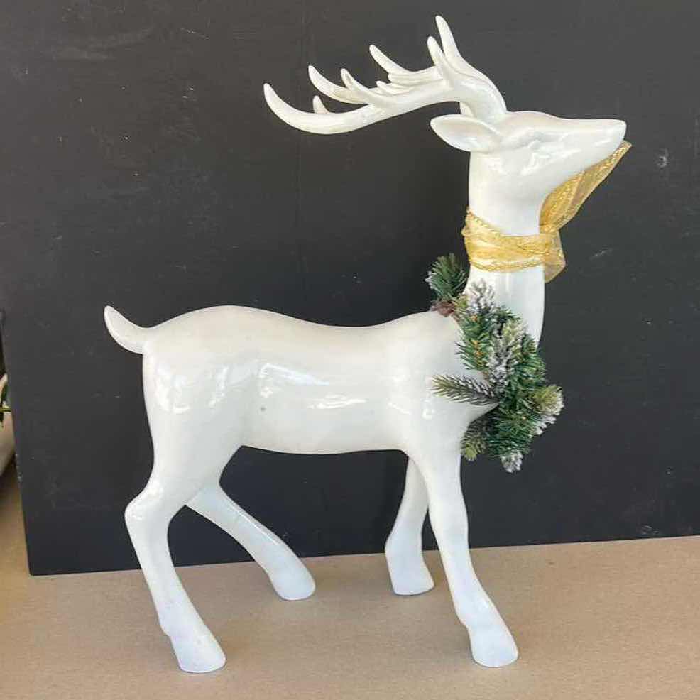 Photo 1 of CHRISTMAS DECOR - 2 PORCELAIN REINDEER (TALLEST 18”)