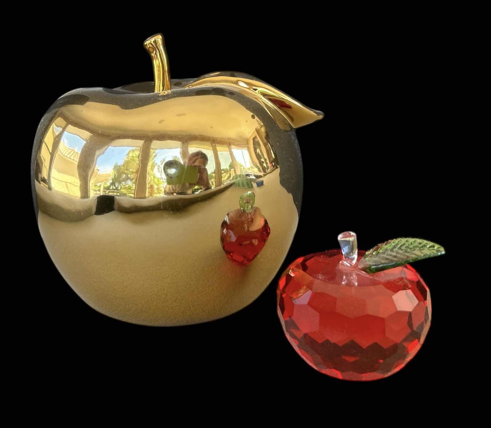 Photo 1 of GOLD DECOR APPLE, RED CRYSTAL APPLE PAPERWEIGHT