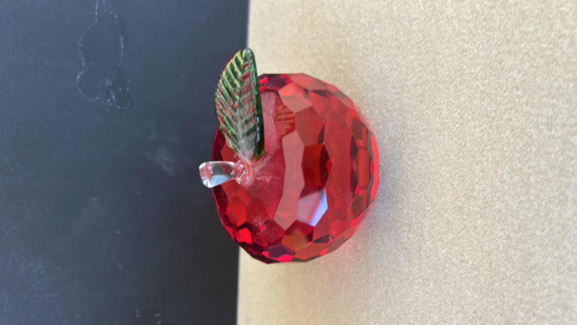 Photo 2 of GOLD DECOR APPLE, RED CRYSTAL APPLE PAPERWEIGHT