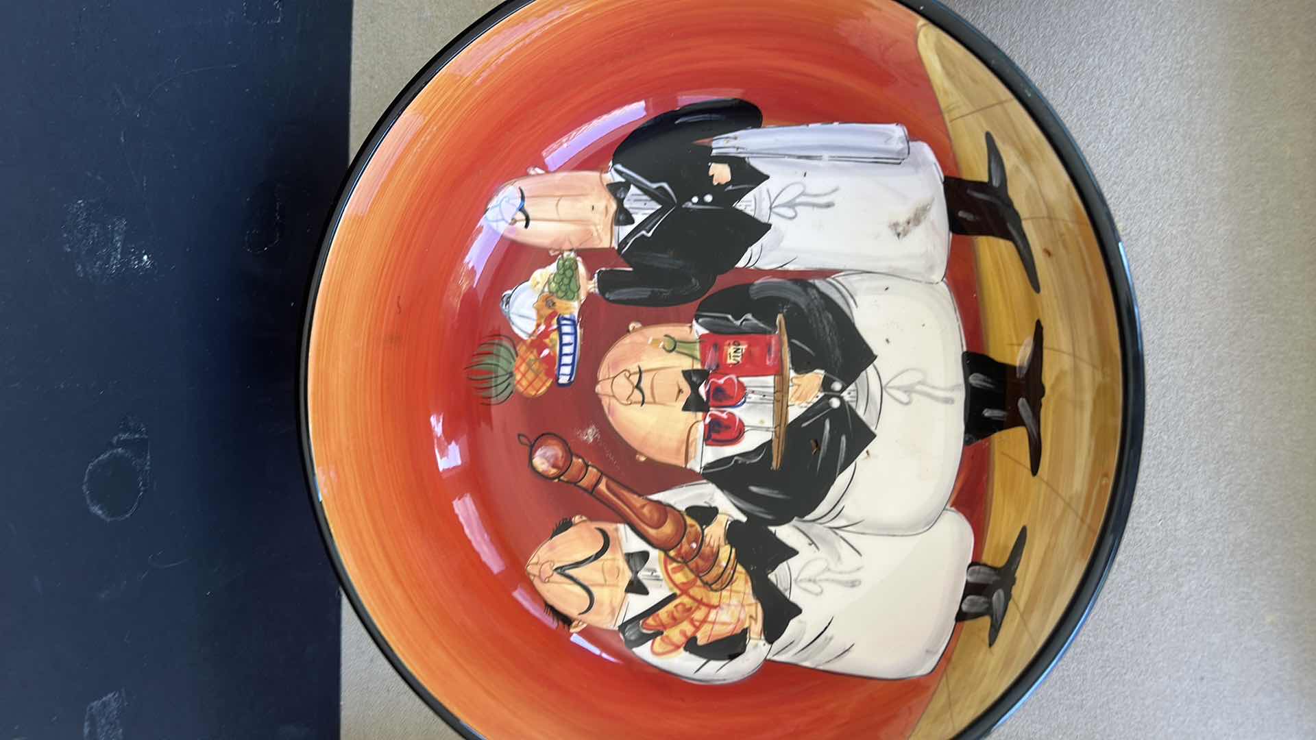 Photo 1 of CERTIFIED INTERNATIONAL "ITALIAN WAITER" 13" PASTA/SALAD BOWL W 6-9" SOUP/PASTA BOWLS