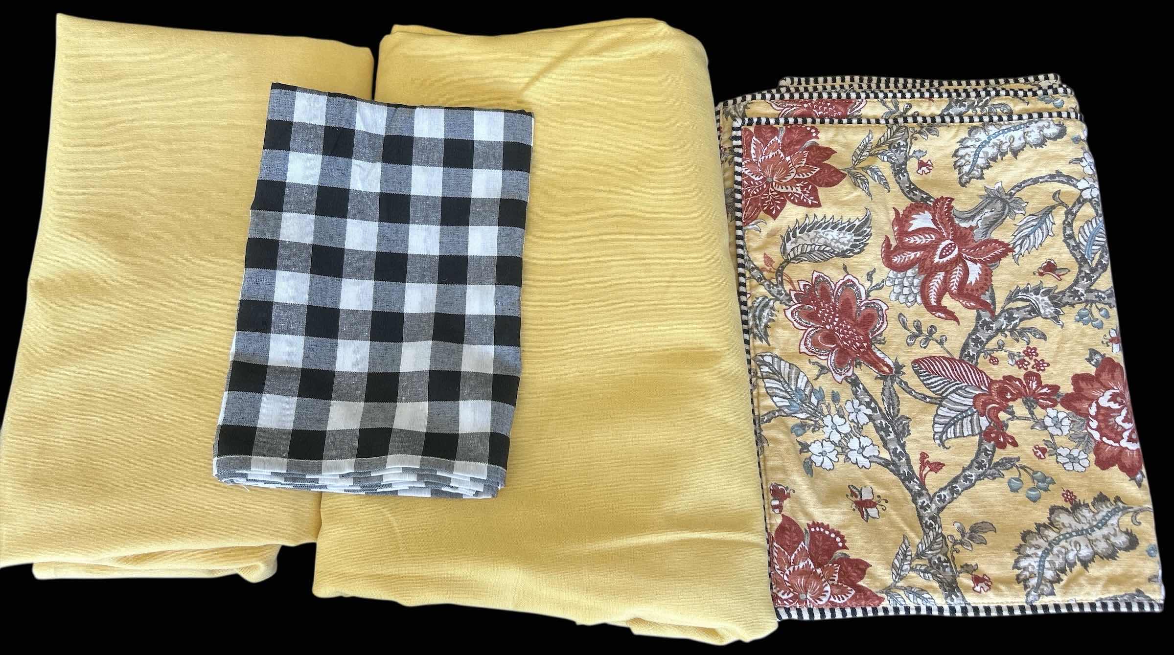Photo 1 of 2 YELLOW TABLE CLOTHS, 4 POTTERY BARN PLACEMATS & 1 HAND TOWEL