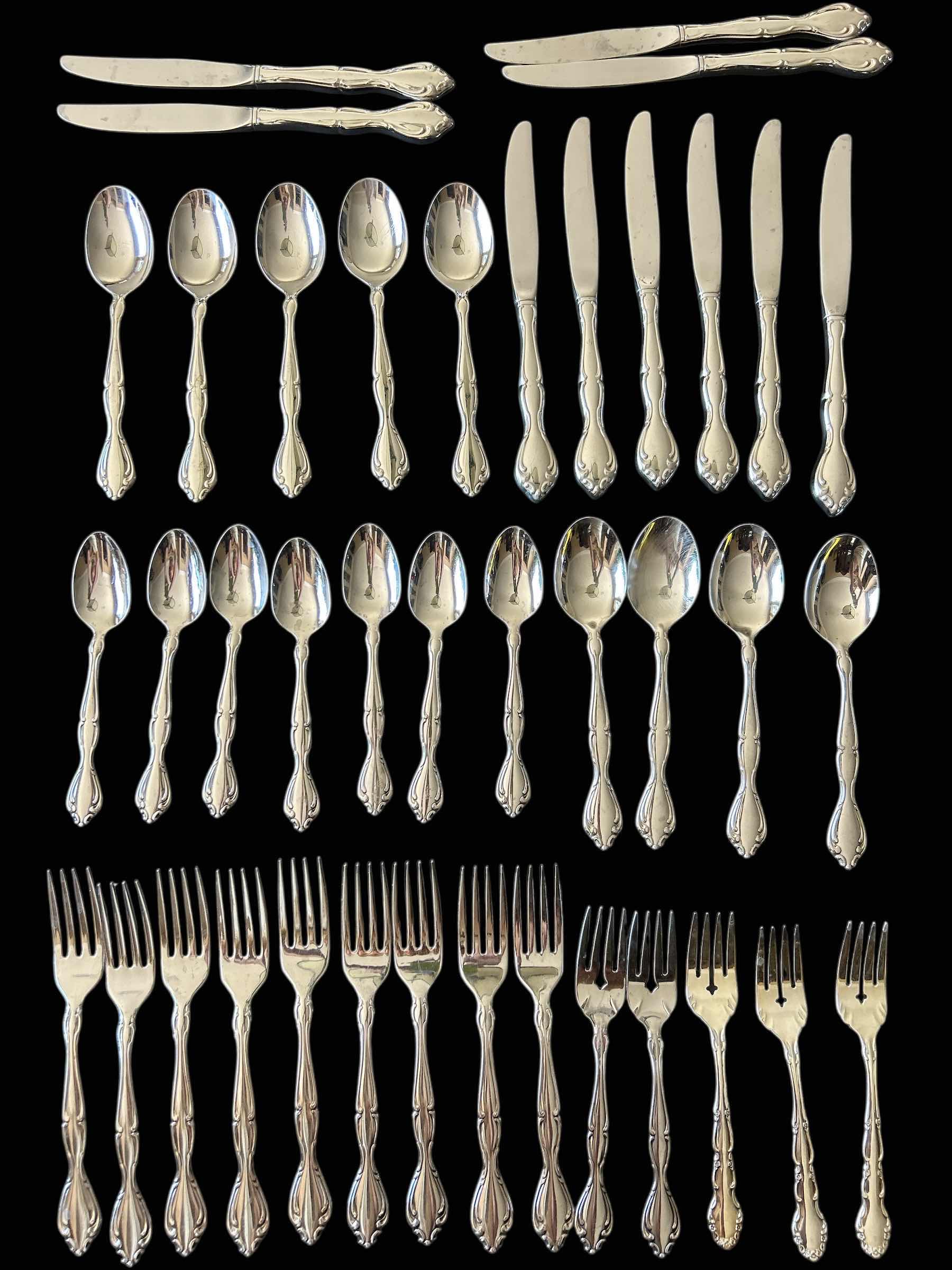 Photo 1 of 40 PCS-ONEIDA SATIN CANTATA STAINLESS STEEL SILVERWARE SET