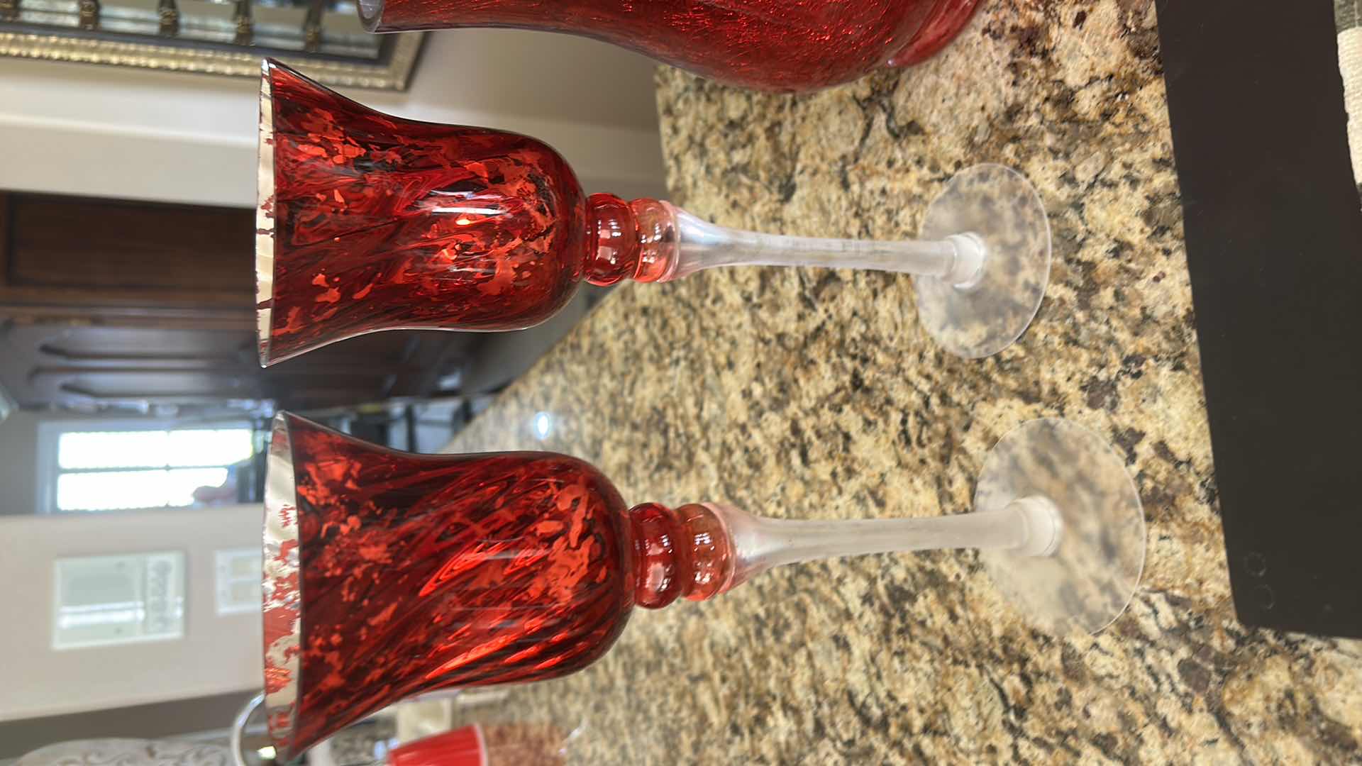 Photo 2 of CHRISTMAS TABLE CLOTH, 12 NAPKINS & 3 GLASS CANDLE HOLDERS