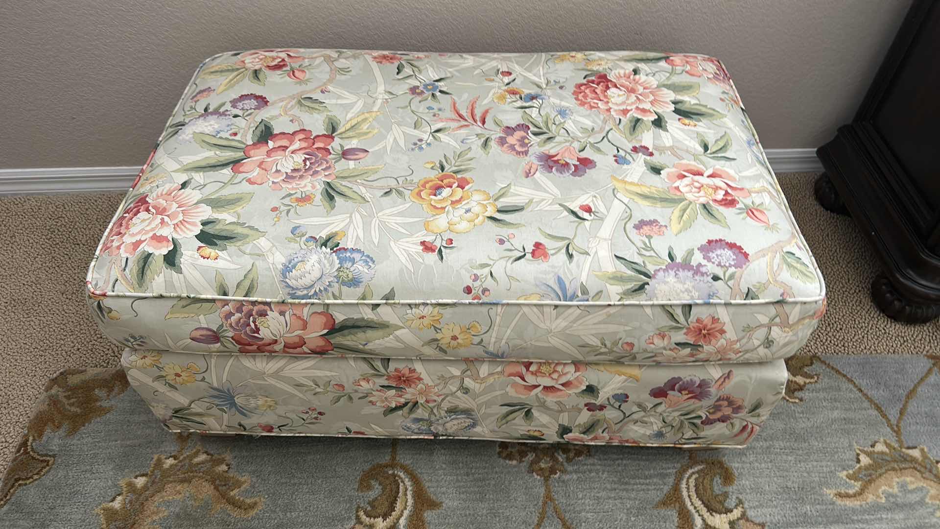 Photo 1 of FLORAL FABRIC OTTOMAN 40” x 26” x 17”
