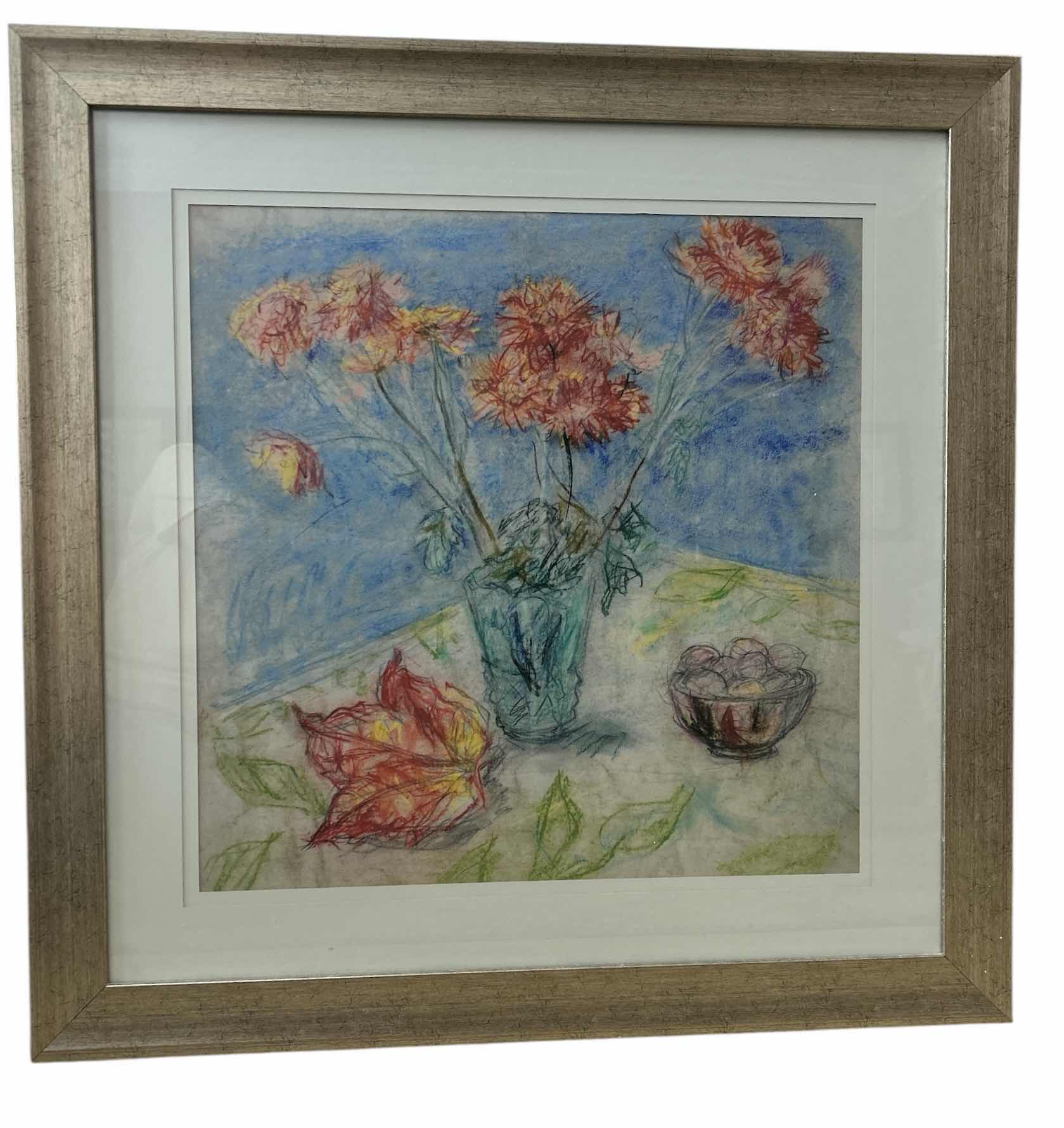 Photo 1 of FRAMED "FLOWERS IN VASE" ARTWORK 34.5“ x 34.5“