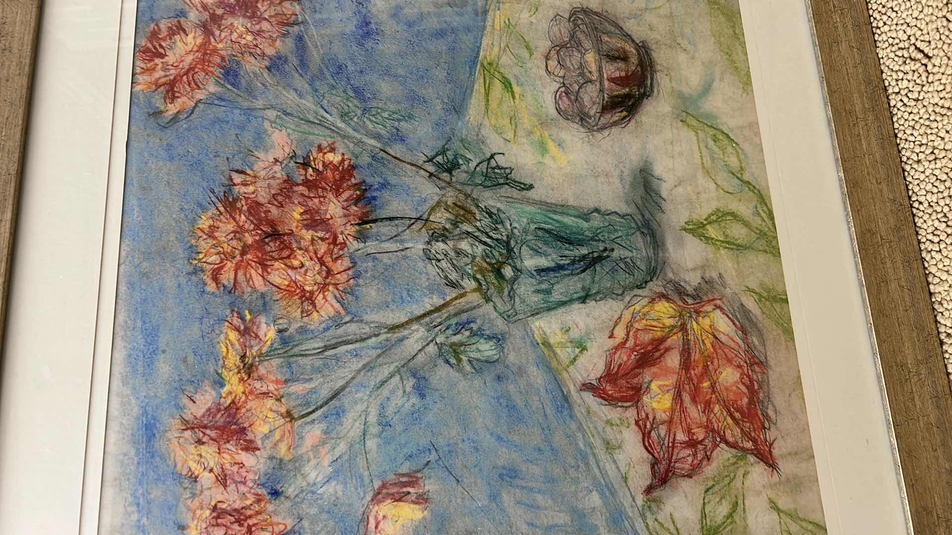 Photo 1 of FRAMED "FLOWERS IN VASE" ARTWORK 34.5“ x 34.5“