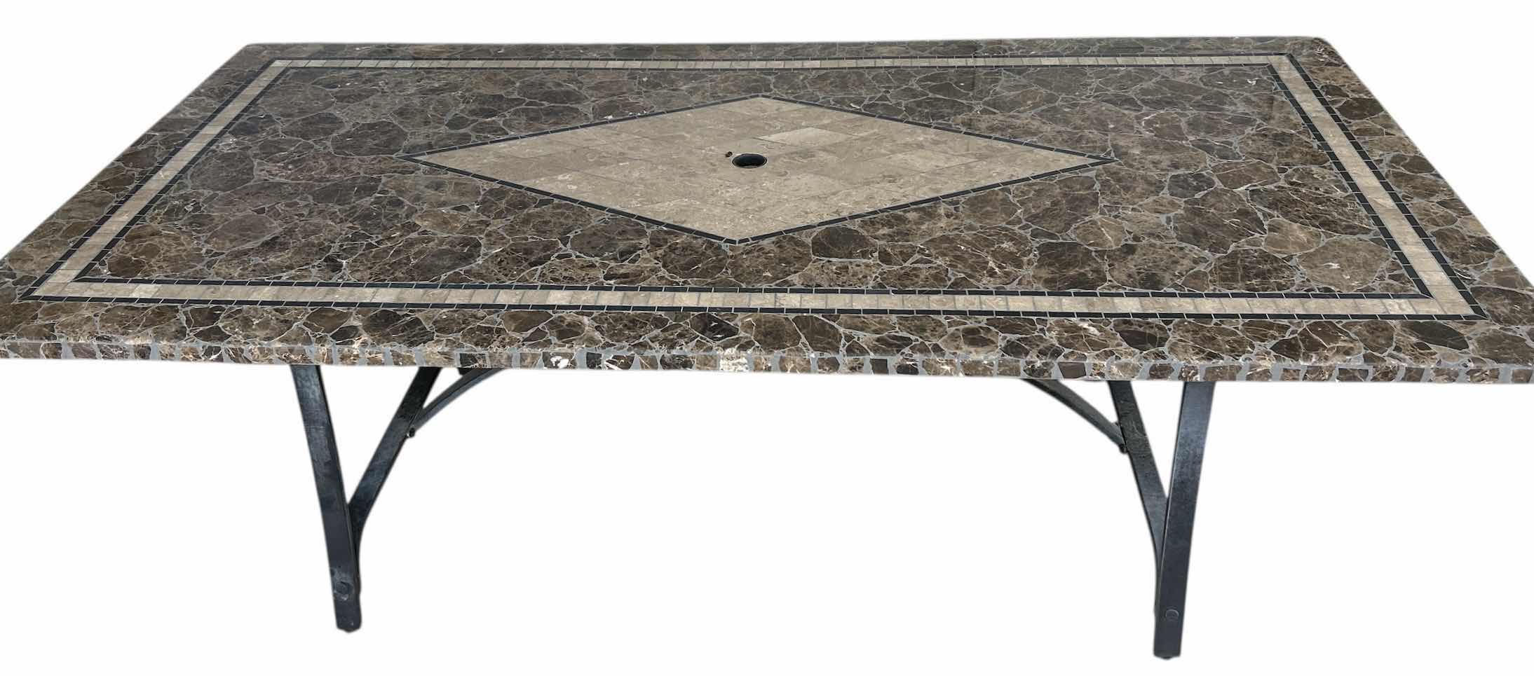 Photo 1 of EXTREMELY HEAVY STONE TOP METAL OUTDOOR PATIO TABLE 75“ x 28“