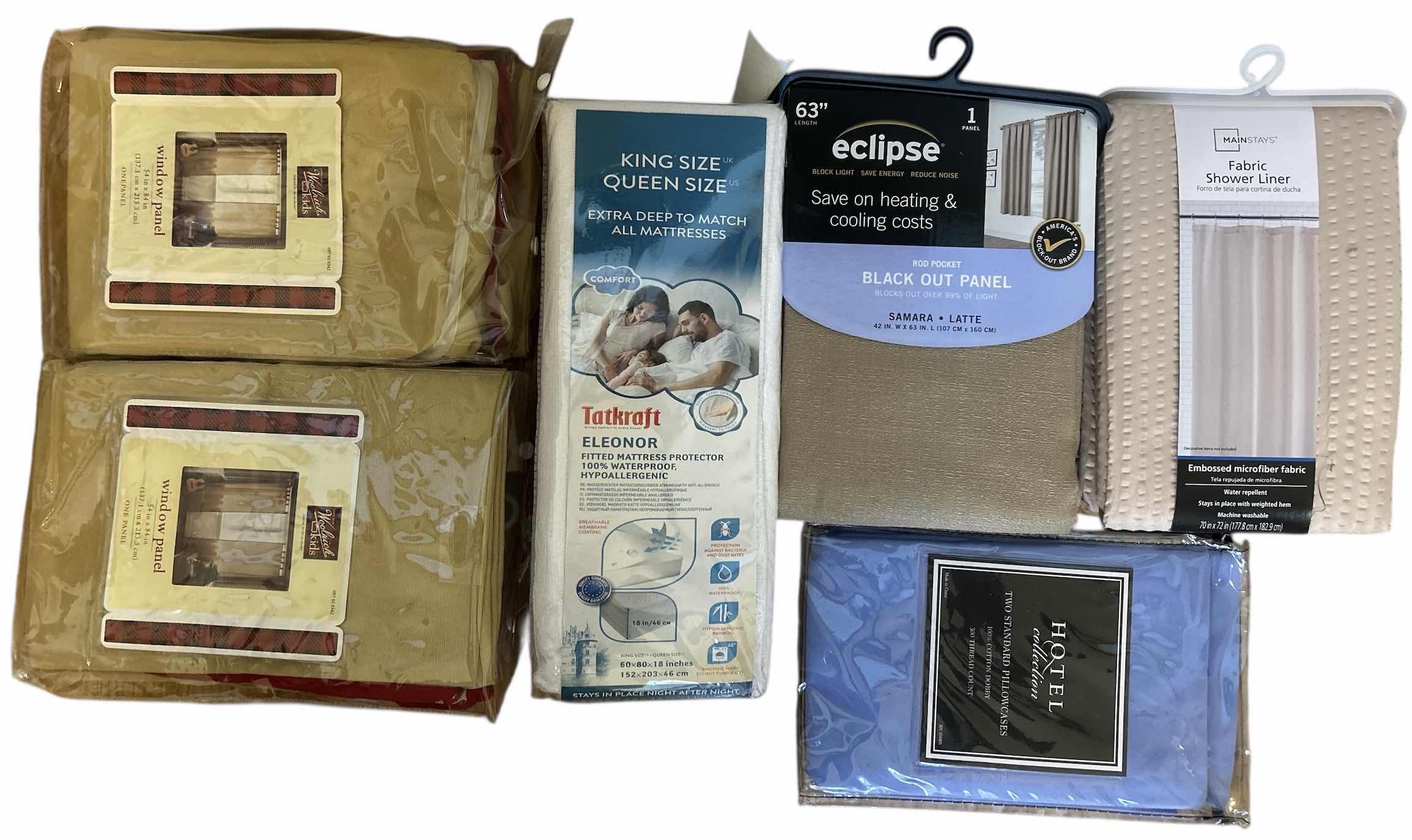 Photo 1 of NEW WINDOW PANELS, BLACK OUT PANEL, SHOWER CURTAIN, FITTED MATTRESS PROTECTOR & 2 STANDARD PILLOW CASES