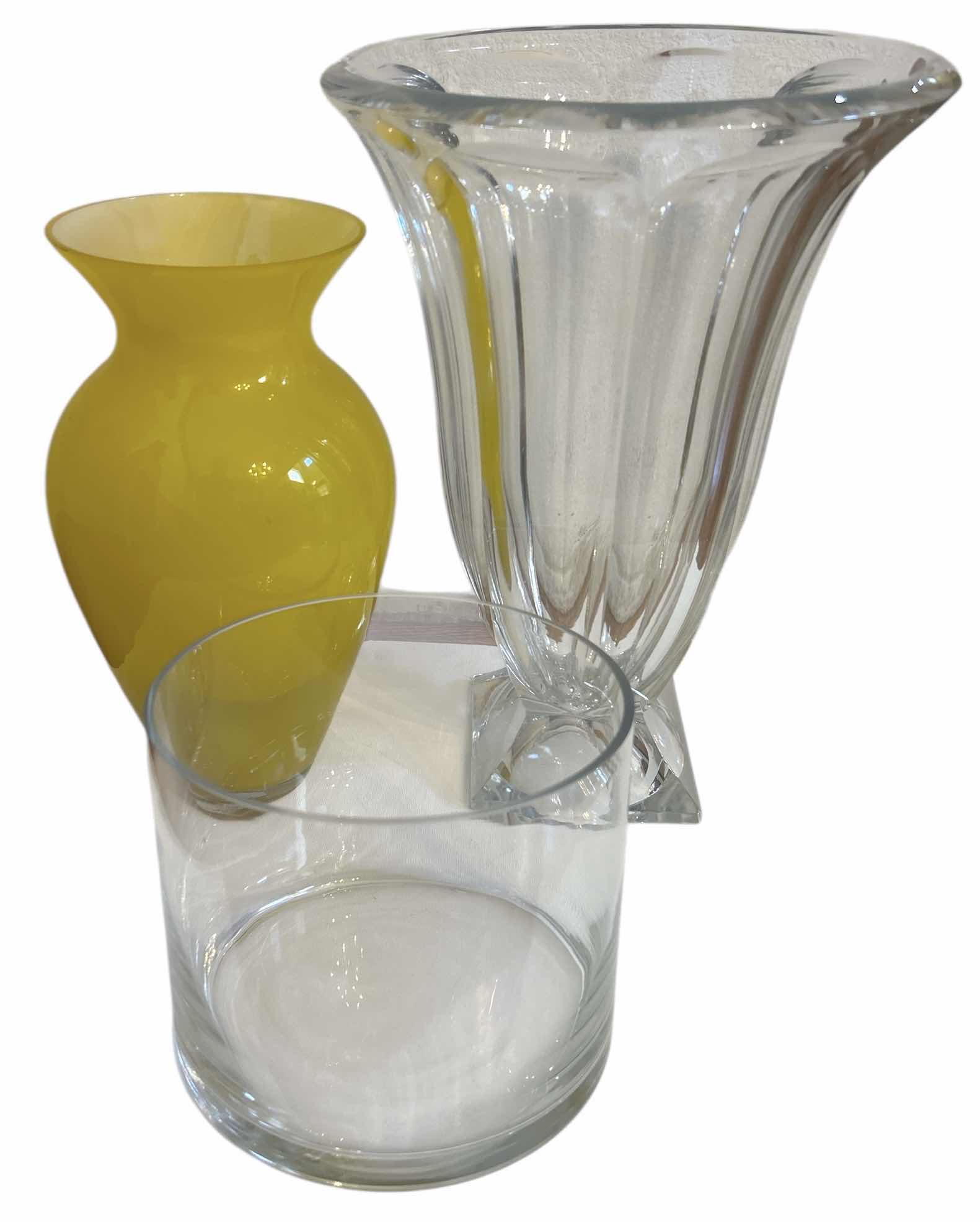 Photo 1 of 3 GLASS VASES ( LARGEST H 14.5”
