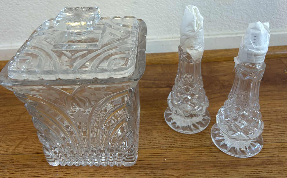 Photo 1 of LIDDED CANDY DISH & ESSEX CZECH REPUBLIC SALT AND PEPPER SHAKERS