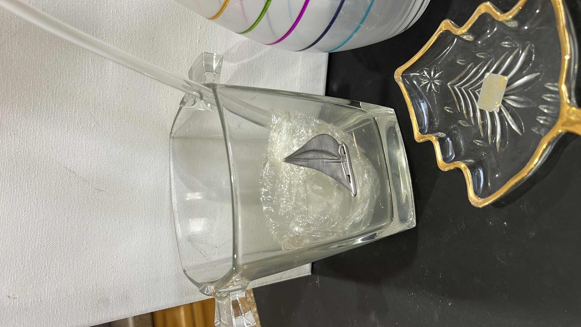 Photo 1 of WINE DECANTER, ICE BUCKET AND MIKASA TREE CANDY DISH