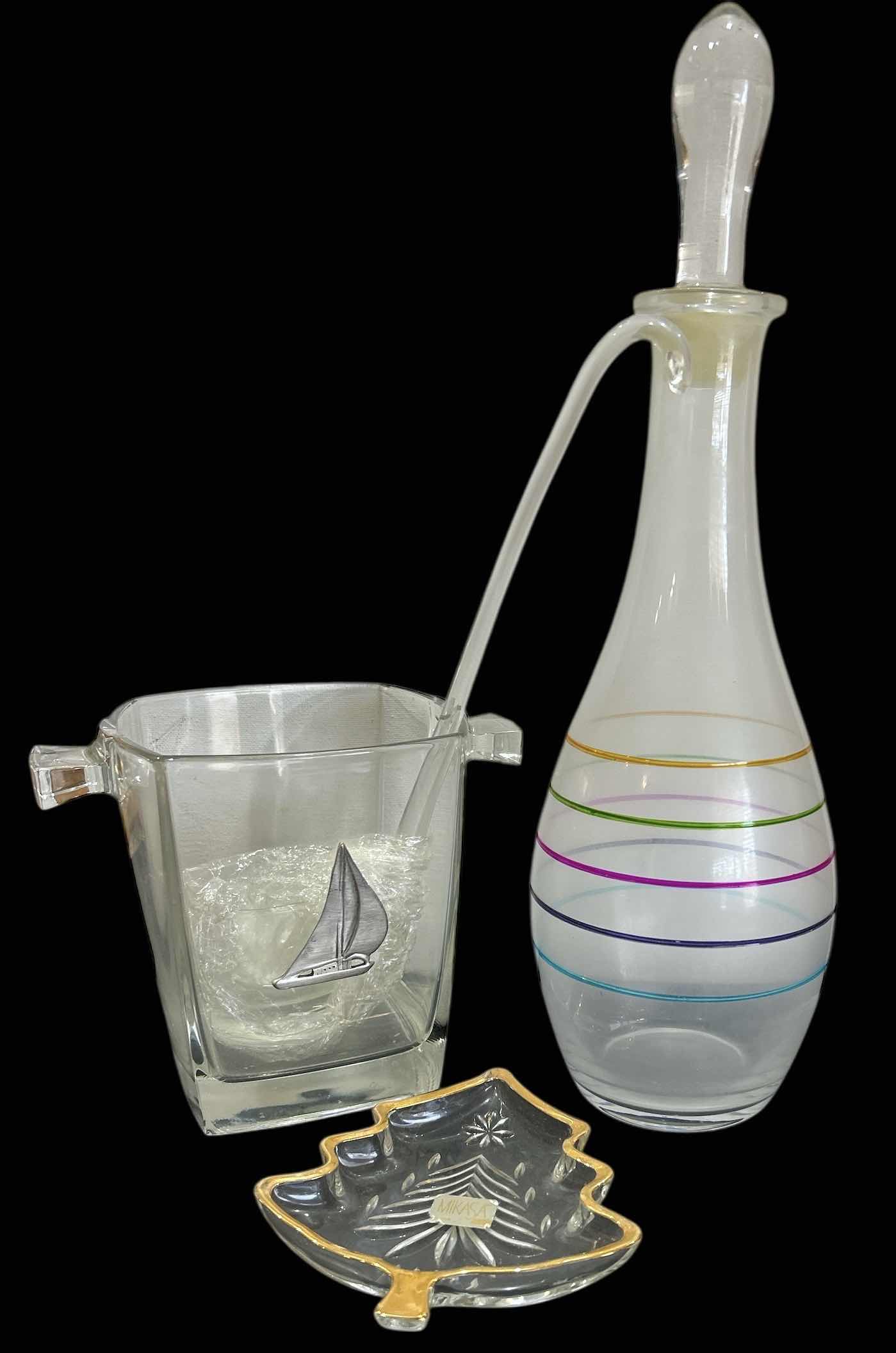 Photo 1 of WINE DECANTER, ICE BUCKET AND MIKASA TREE CANDY DISH