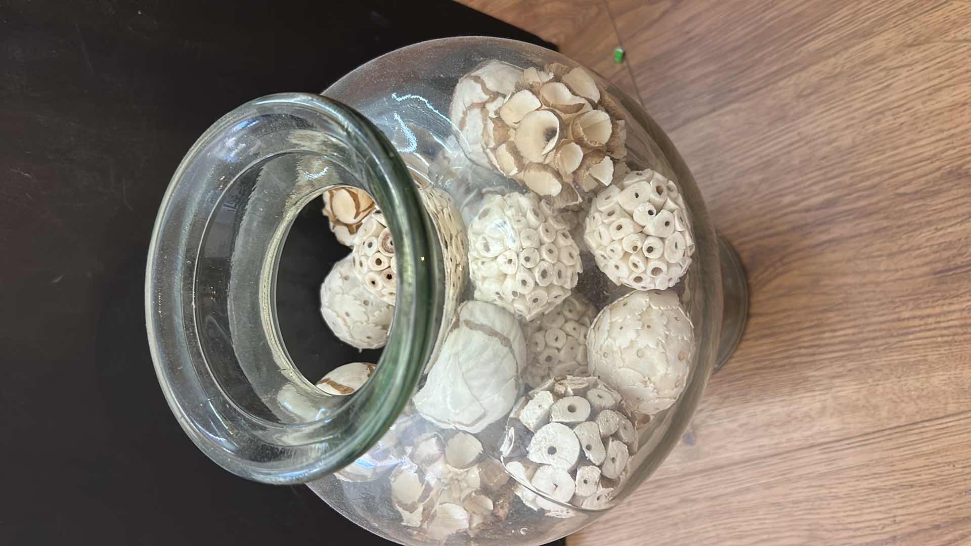 Photo 1 of LARGE GLASS VASE H18” WITH DECORATIVE 2” BALLS