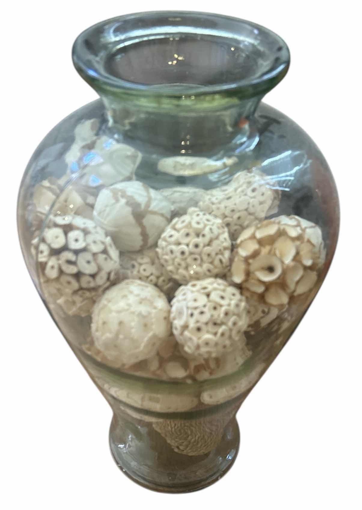 Photo 1 of LARGE GLASS VASE H18” WITH DECORATIVE 2” BALLS