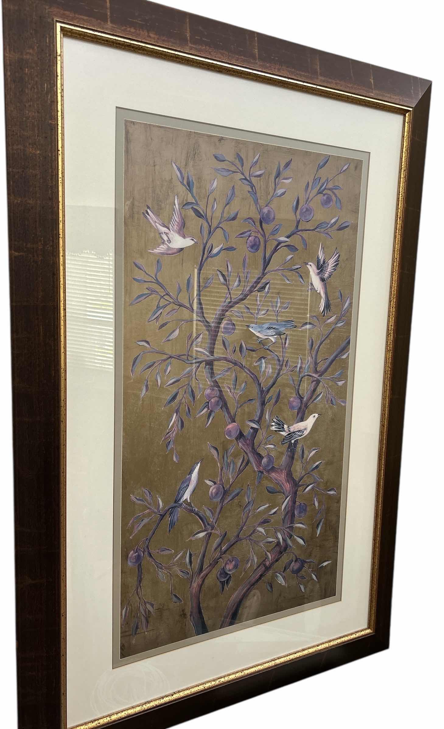 Photo 1 of FRAMED, BIRDS IN FRUIT TREE ARTWORK 36 1/2 “ x H 54”