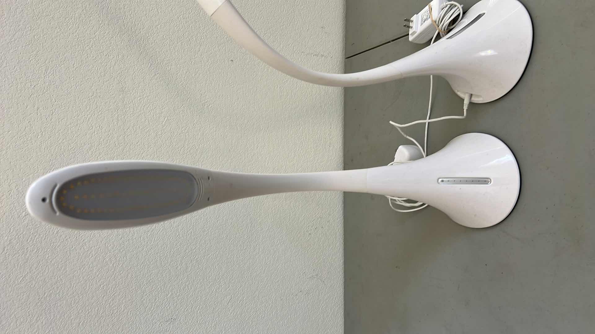 Photo 1 of 2 WHITE ADJUSTABLE ULTRA BRIGHT DESK LAMPS H27”