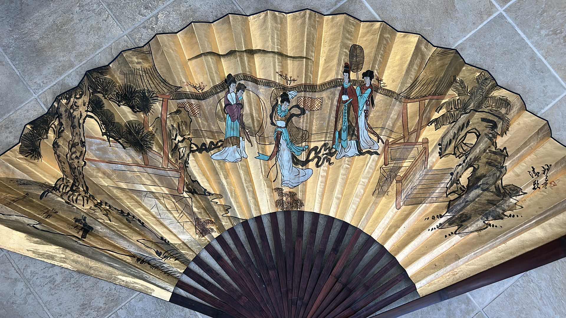Photo 1 of LARGE DECORATIVE ASIAN FAN DECOR 69 “ x H40”
