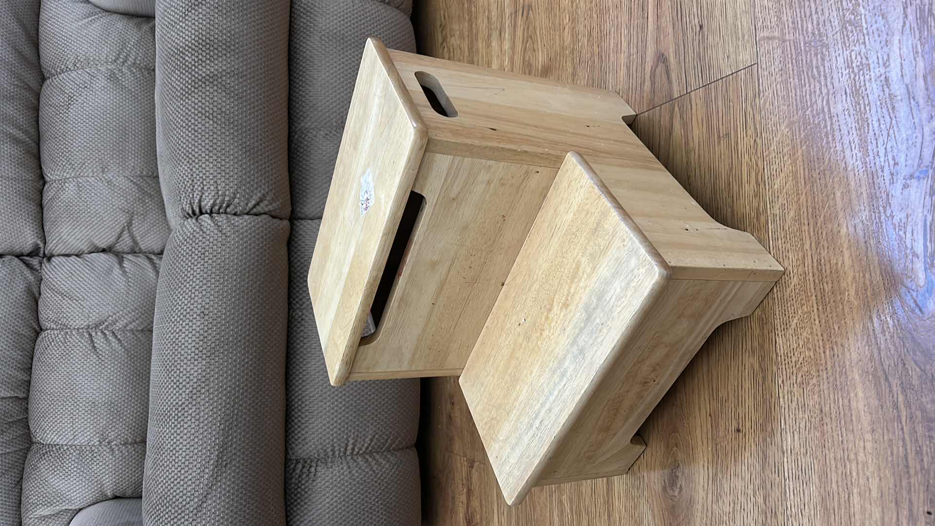 Photo 1 of SMALL WOOD STEPPING STOOL H13”WITH STORAGE COMPARTMENT