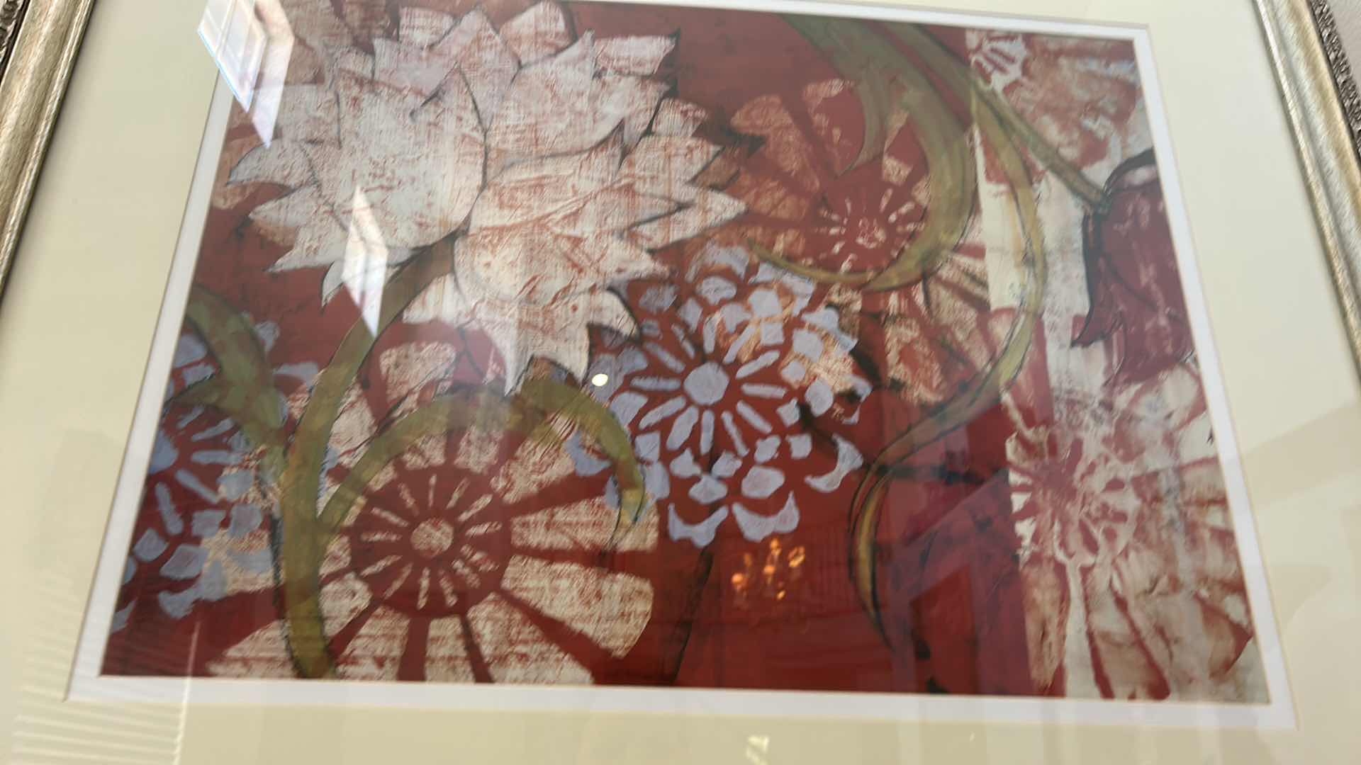 Photo 1 of FRAMED COLORFUL FLORAL ABSTRACT ARTWORK 35“ x H29“