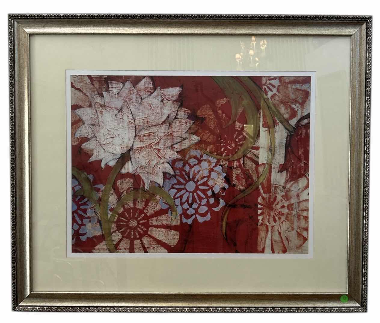Photo 1 of FRAMED COLORFUL FLORAL ABSTRACT ARTWORK 35“ x H29“