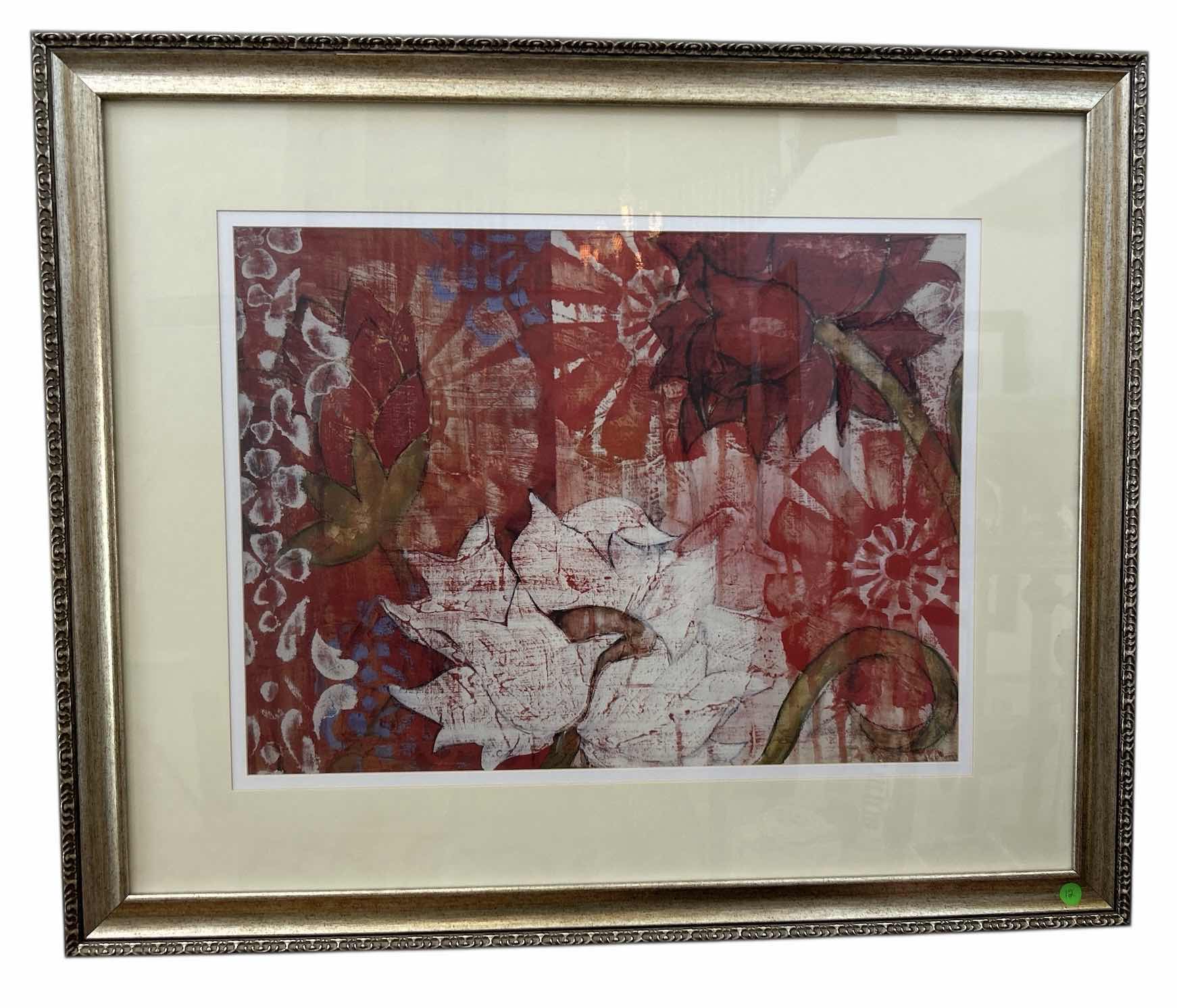 Photo 1 of FRAMED COLORFUL FLORAL ABSTRACT ARTWORK 35“ x H29“
