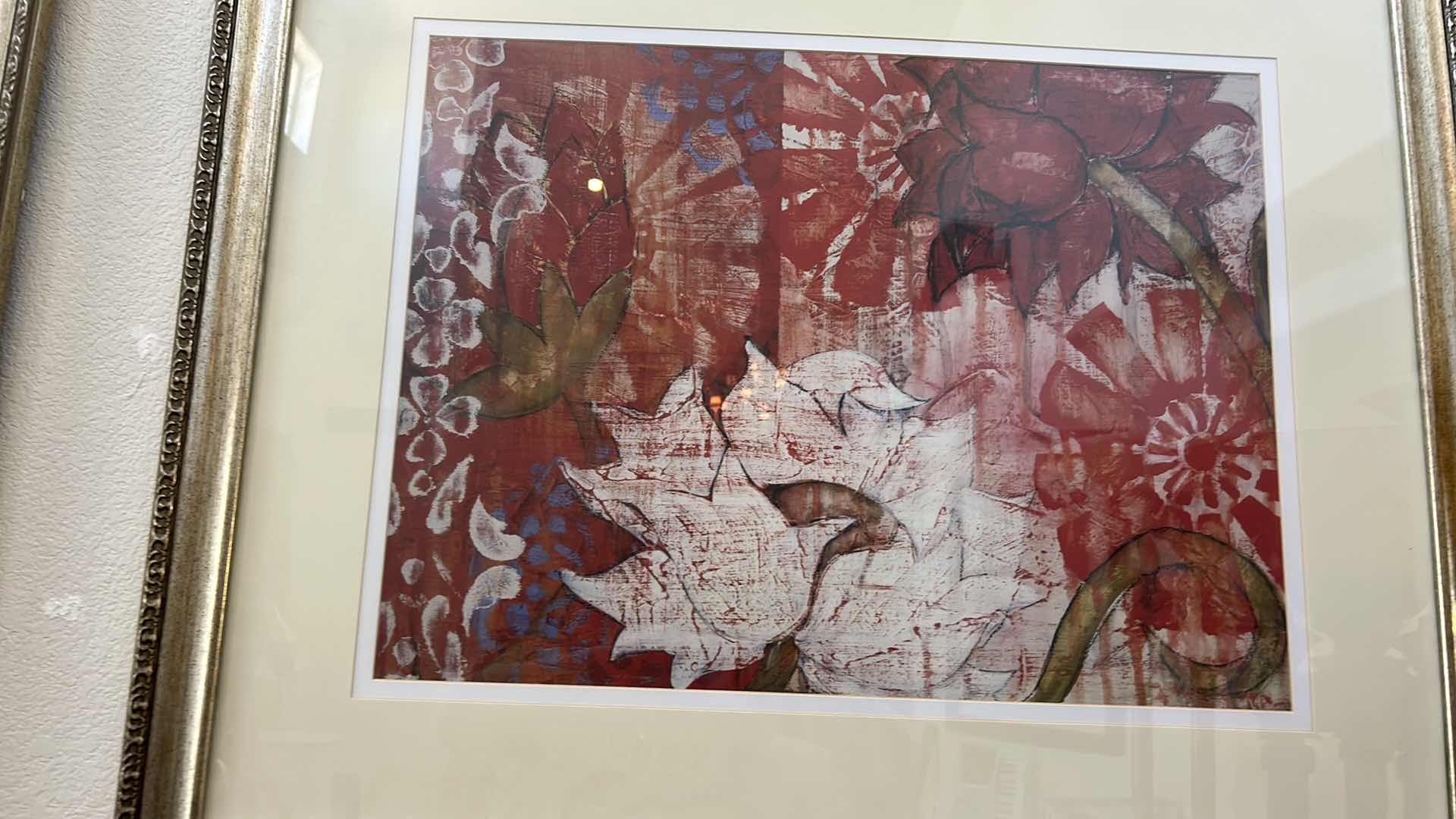 Photo 1 of FRAMED COLORFUL FLORAL ABSTRACT ARTWORK 35“ x H29“