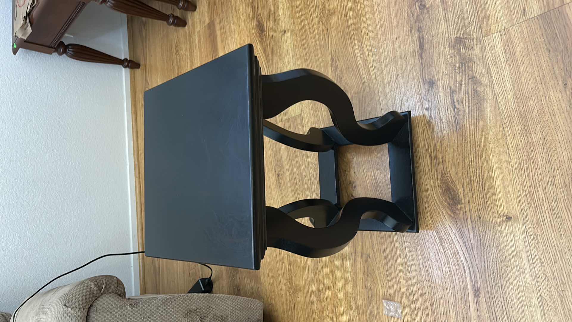 Photo 1 of SMALL BLACK PAINTED WOOD PLANT/VASE STAND 14” x 14” x H23”