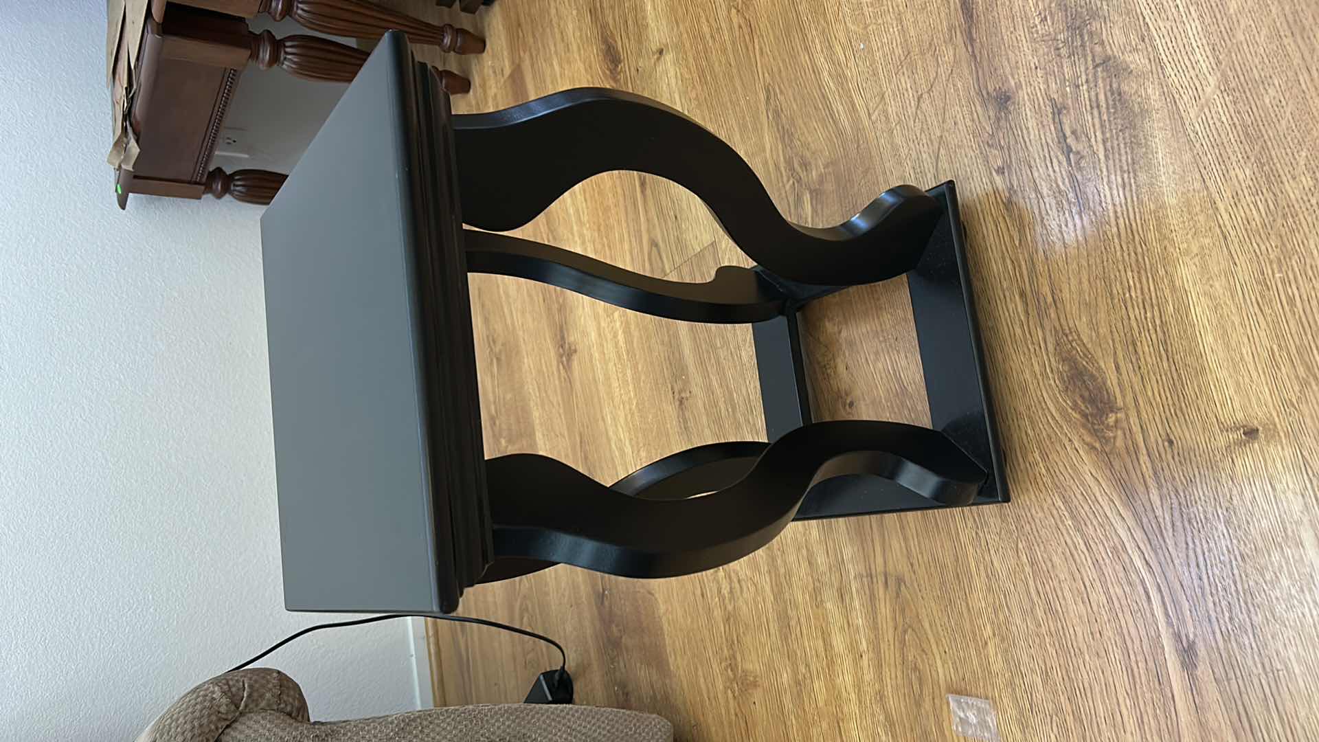 Photo 1 of SMALL BLACK PAINTED WOOD PLANT/VASE STAND 14” x 14” x H23”