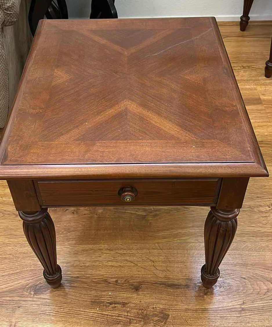 Photo 1 of WOOD ONE DRAWER END TABLE 22” x 26” x H 22”