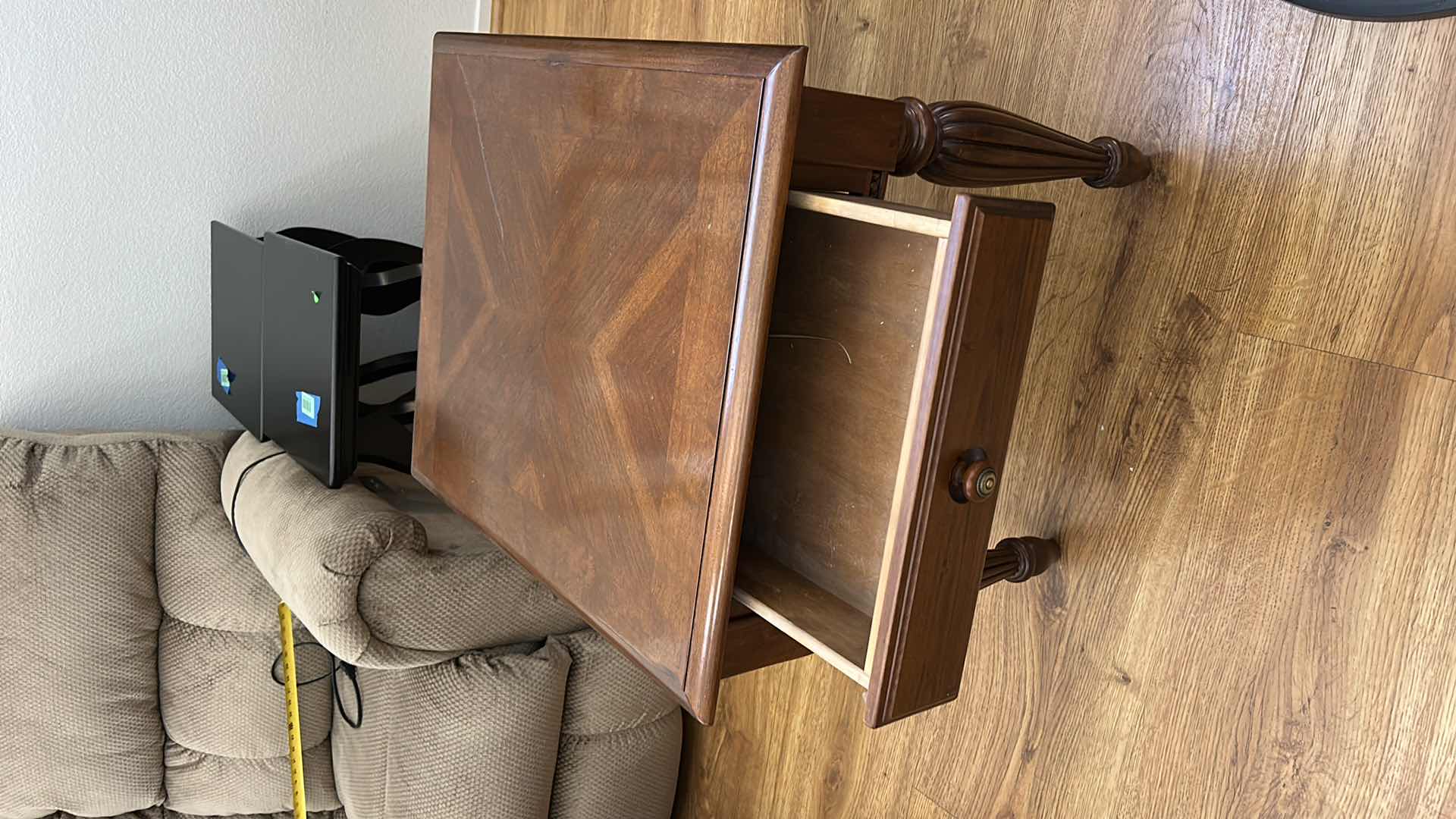 Photo 1 of WOOD ONE DRAWER END TABLE 22” x 26” x H 22”