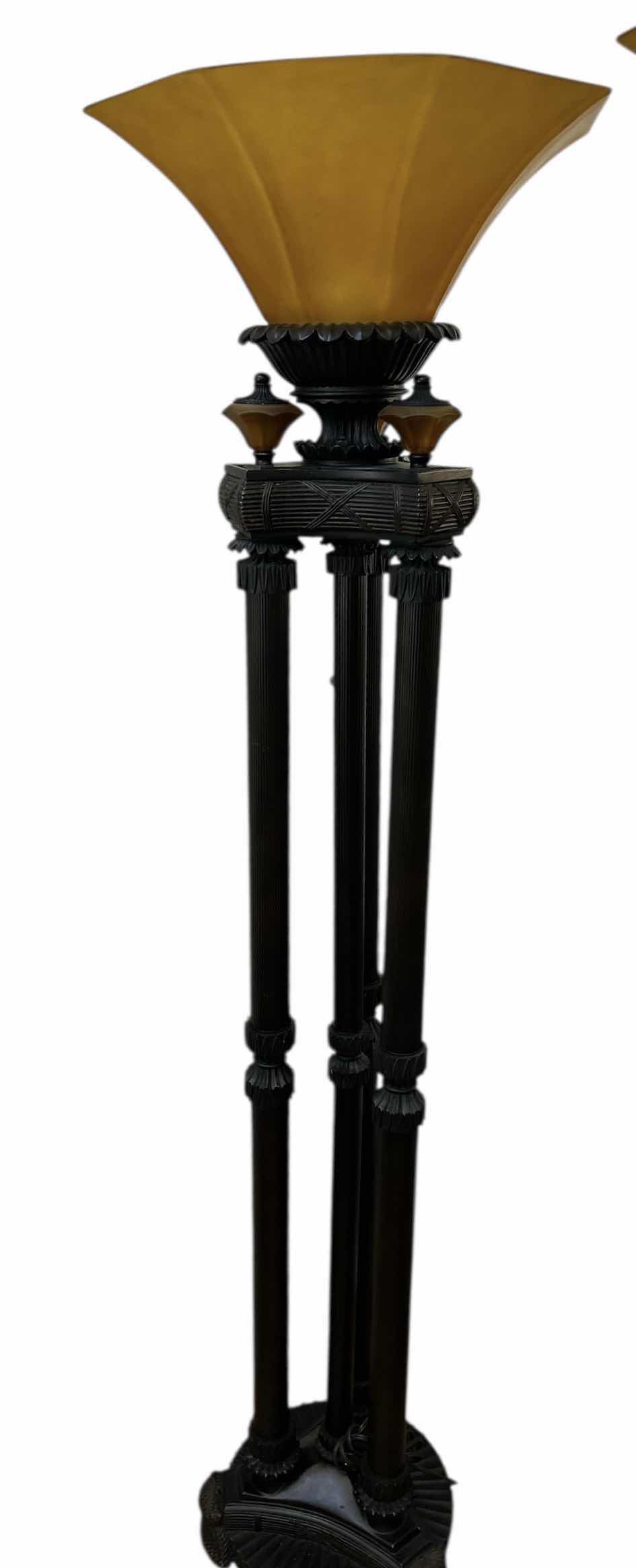 Photo 1 of 6’ FLOOR LAMP WITH DEEP GOLD GLASS SHADE