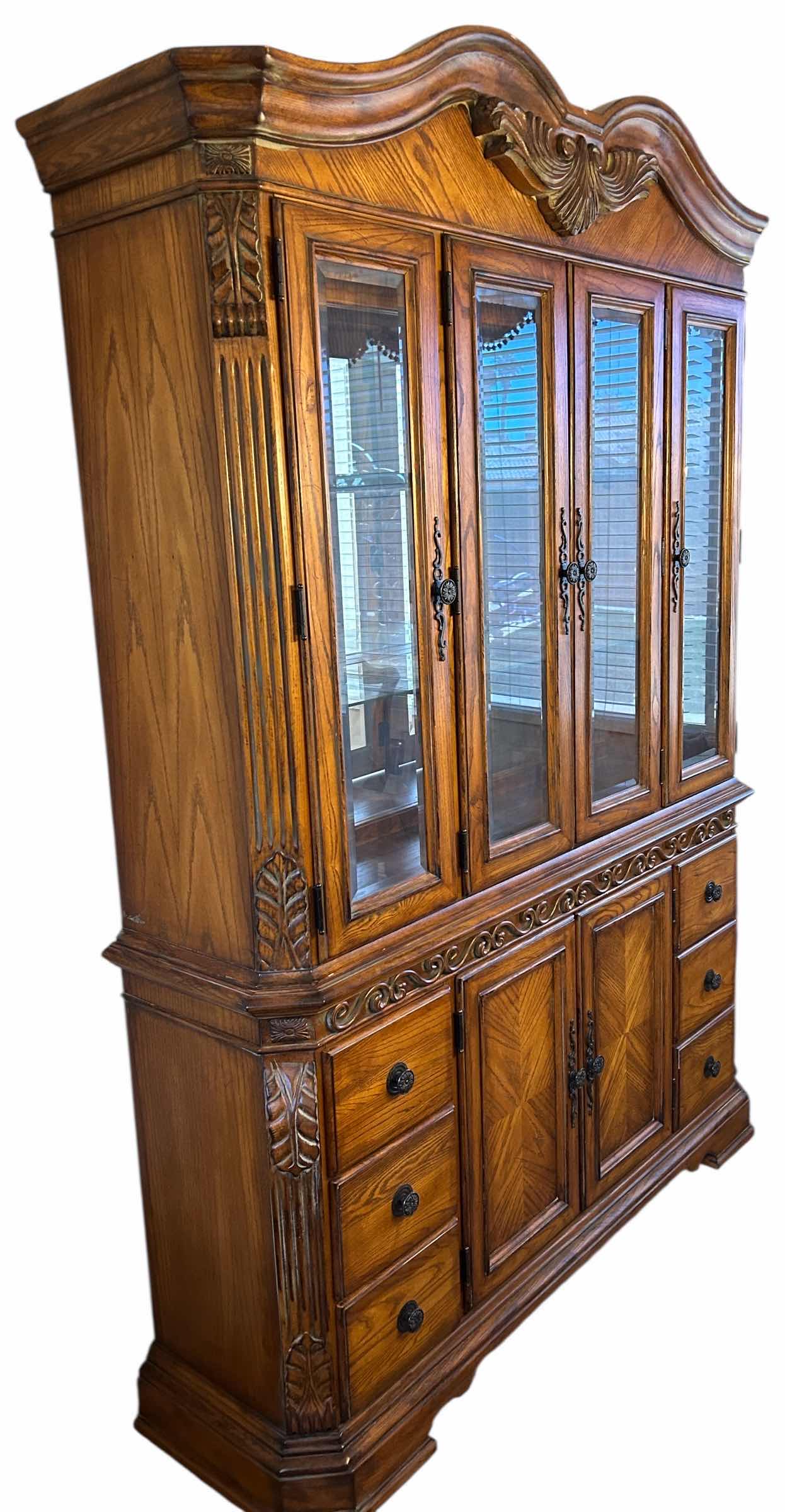 Photo 1 of 2 PIECE CHINA HUTCH, LIGHTED WITH GLASS SHELVES 60” x 17“ x H86“