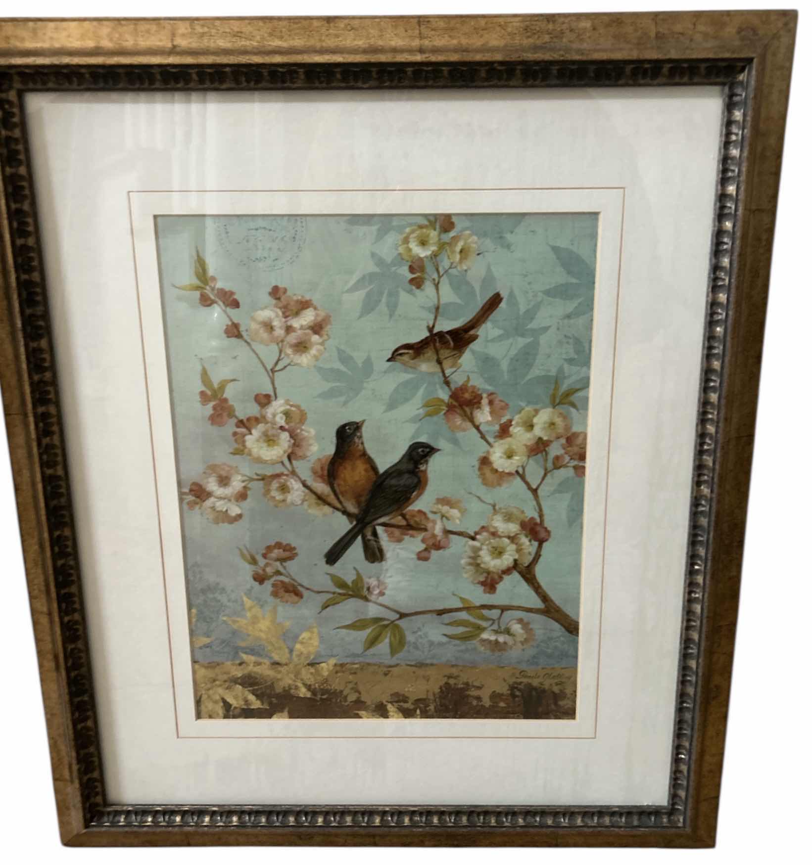 Photo 1 of FRAMED BIRDS IN FLOWERING TREE ARTWORK 19” x H20 1/2”