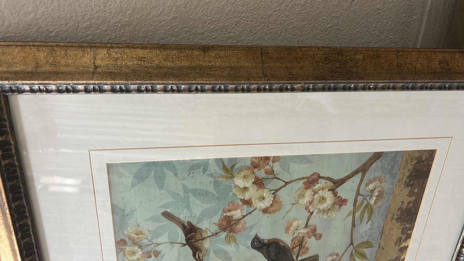 Photo 1 of FRAMED BIRDS IN FLOWERING TREE ARTWORK 19” x H20 1/2”