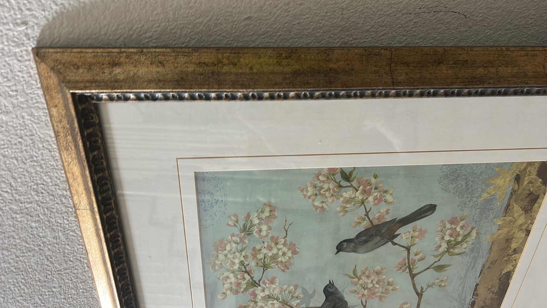 Photo 1 of FRAMED BIRDS IN FLOWERING TREE ARTWORK 19” x H20 1/2”