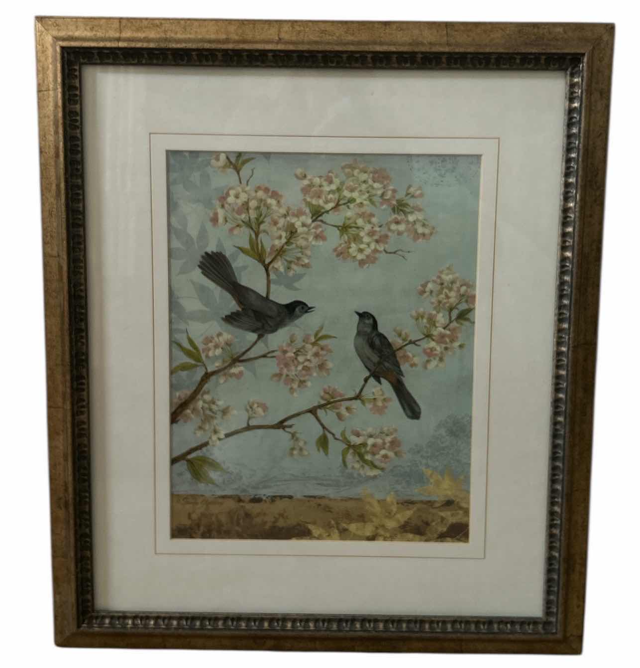 Photo 1 of FRAMED BIRDS IN FLOWERING TREE ARTWORK 19” x H20 1/2”