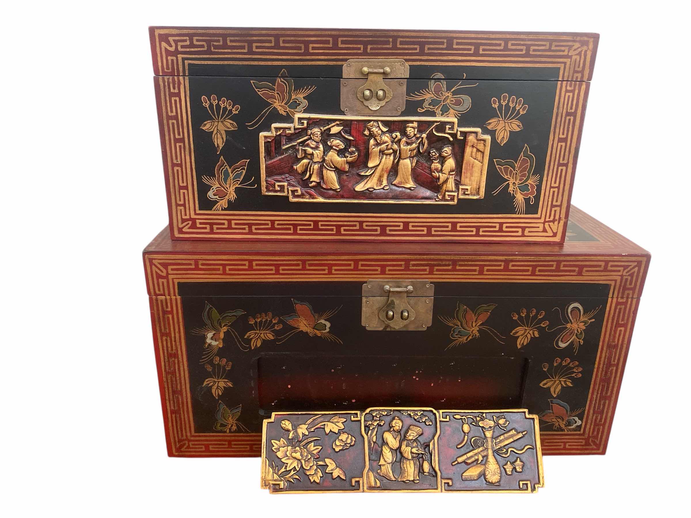 Photo 1 of 2 ASIAN DECOR BOXES LARGEST 21” x 13” H11”