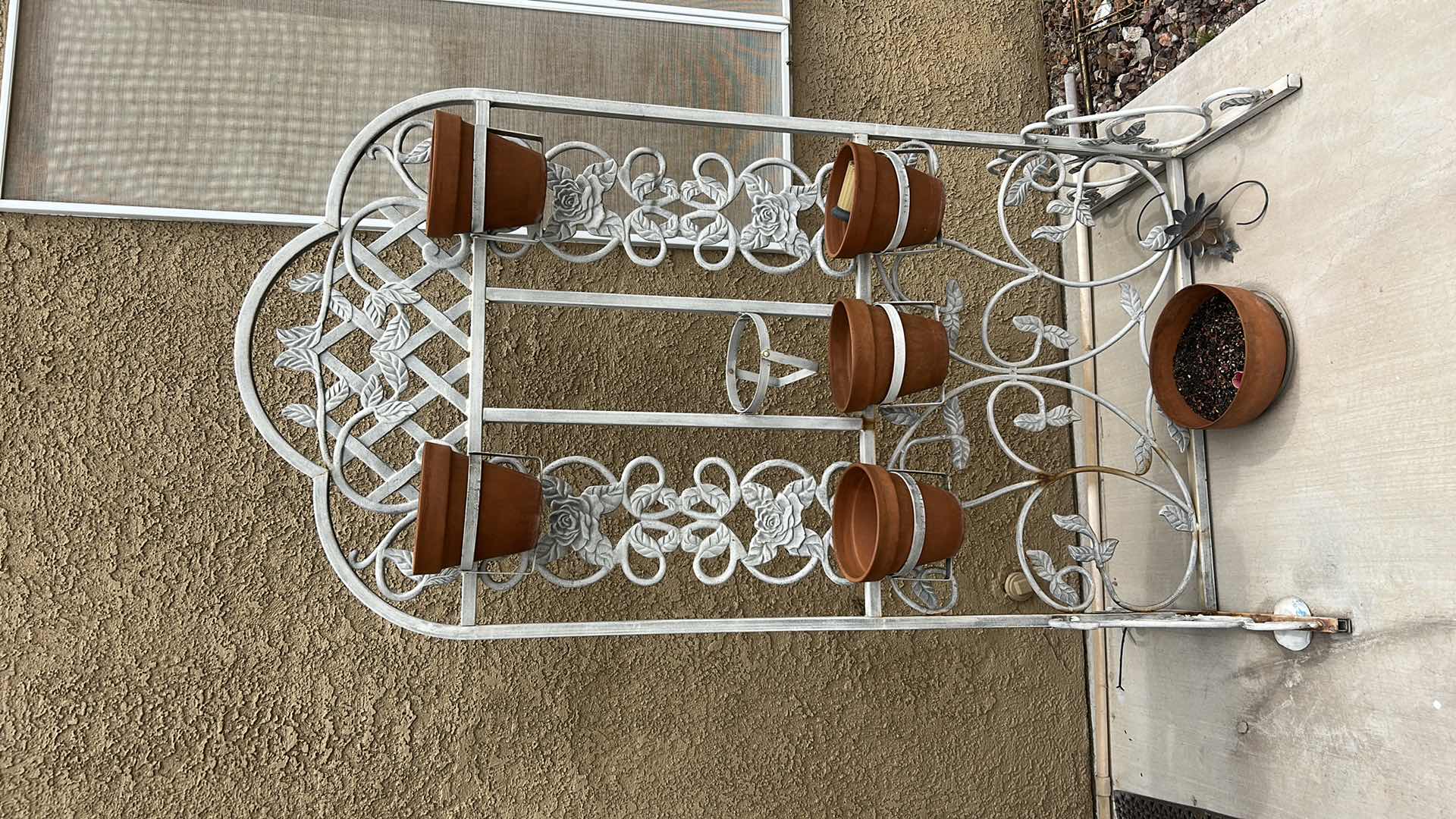 Photo 1 of HEAVY METAL PLANT STAND WITH POTS 40” x H6’