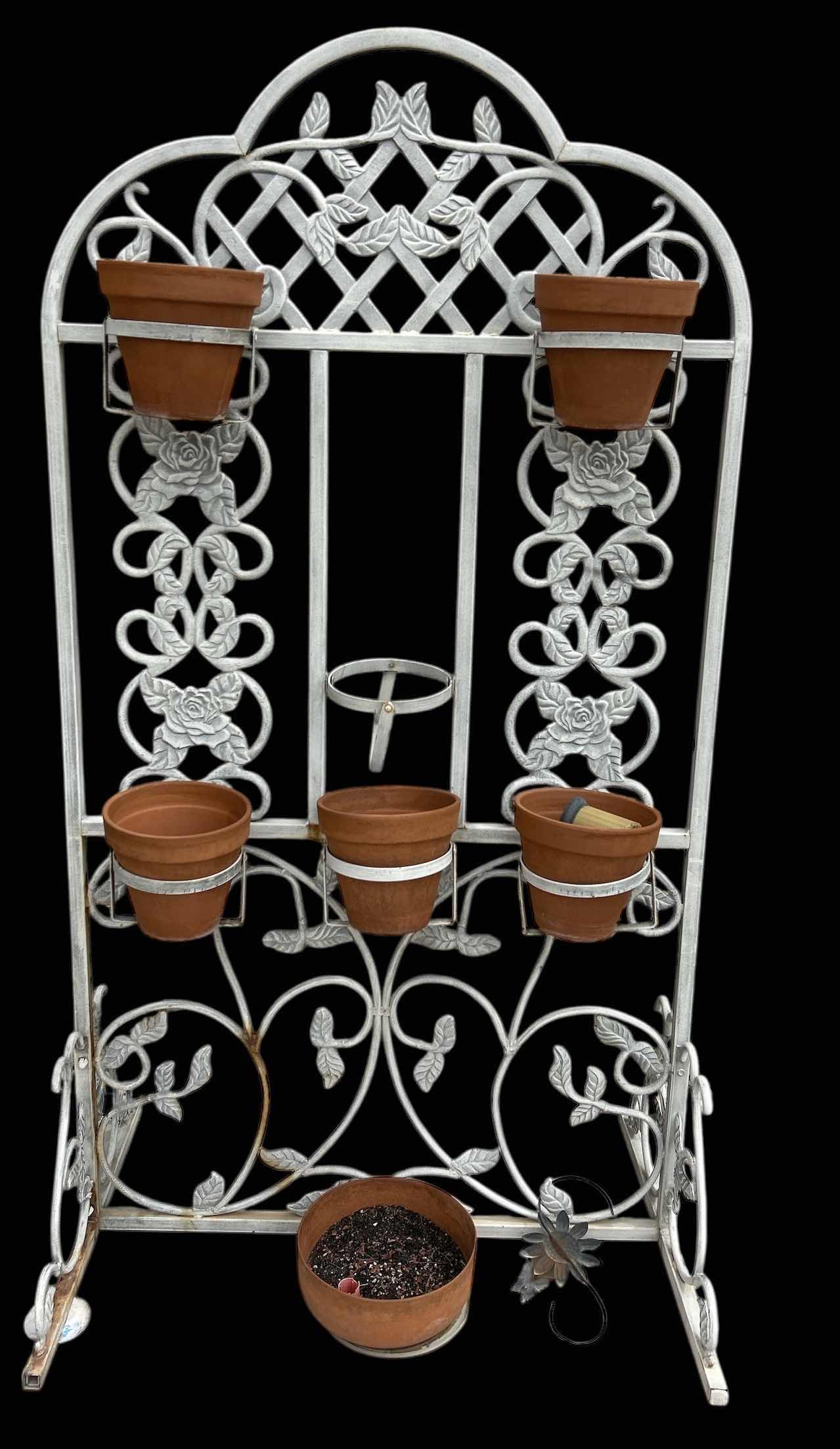 Photo 1 of HEAVY METAL PLANT STAND WITH POTS 40” x H6’