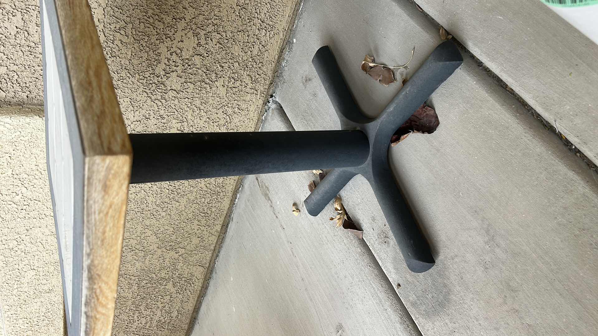 Photo 1 of OUTDOOR WOOD TILE TOP TABLE WITH BLACK METAL BASE 20” x H23 1/2”