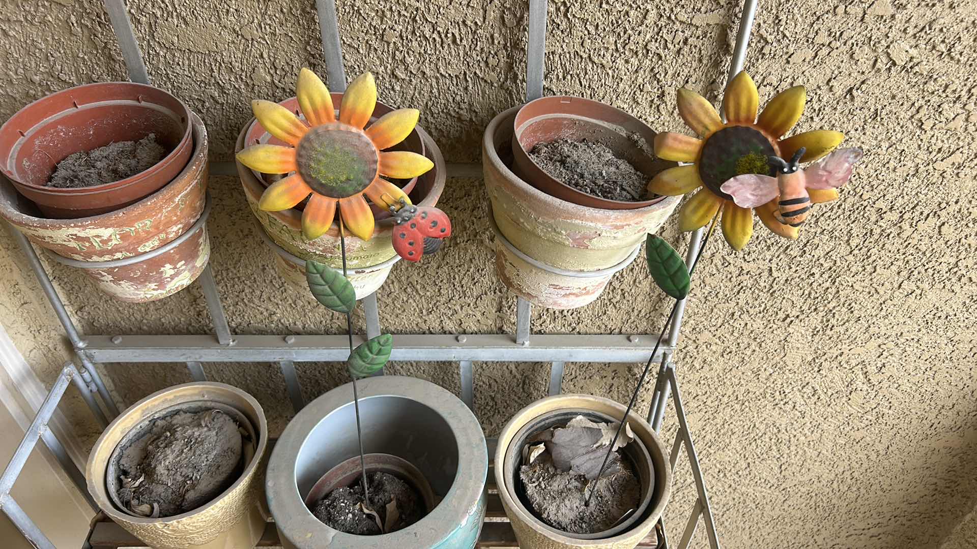 Photo 1 of 6’ METAL PLANT STAND WITH POTS 29.5” WIDE