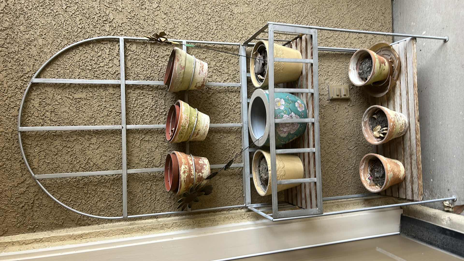 Photo 1 of 6’ METAL PLANT STAND WITH POTS 29.5” WIDE