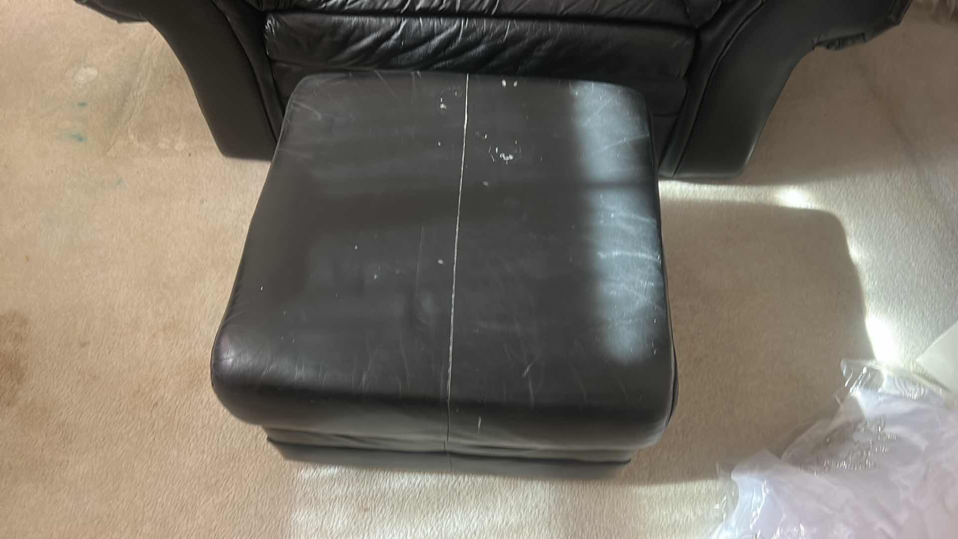 Photo 1 of BLACK  OVERSIZED ARM CHAIR WITH LEATHER OTTOMAN 5‘2“ by 40“ x H33“