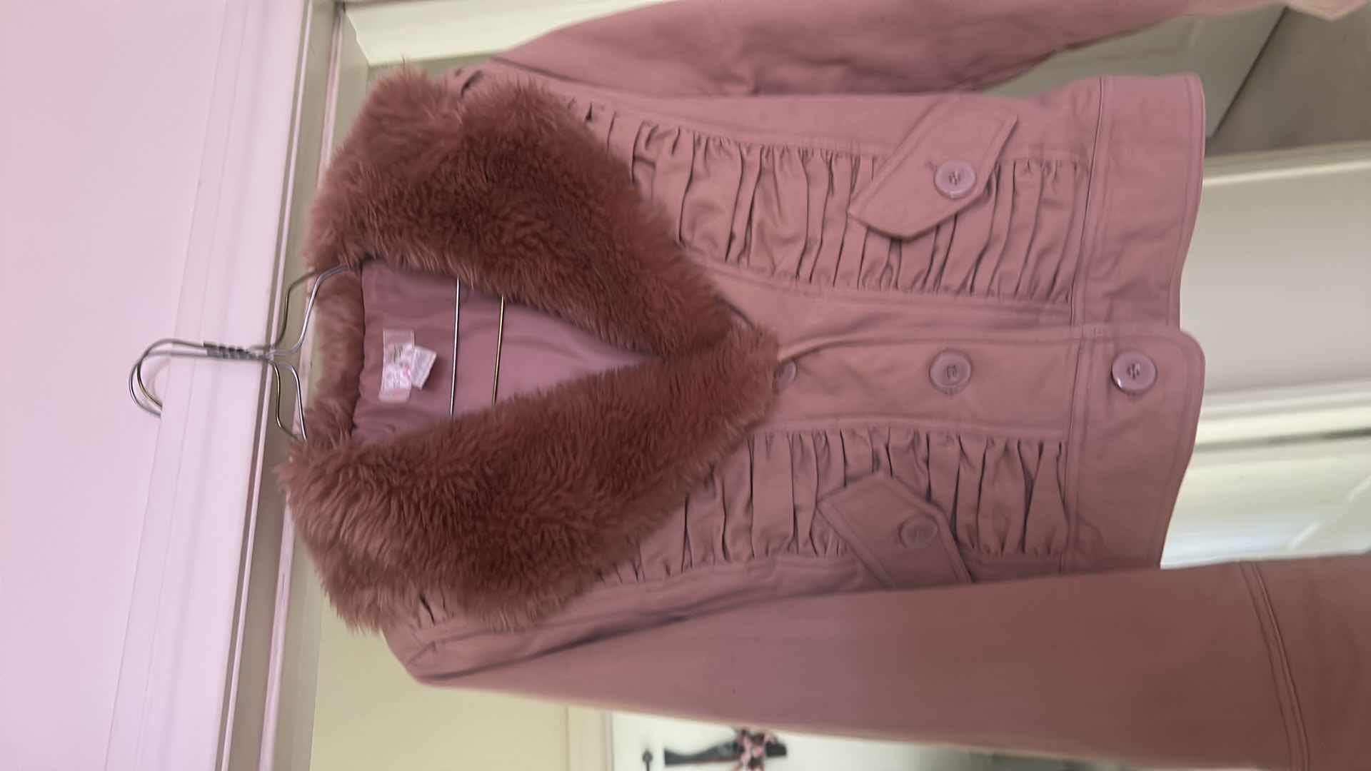 Photo 1 of WOMENSWEAR- DUSTY ROSE WOMENS JACKET WITH FAUX FUR SIZE LARGE