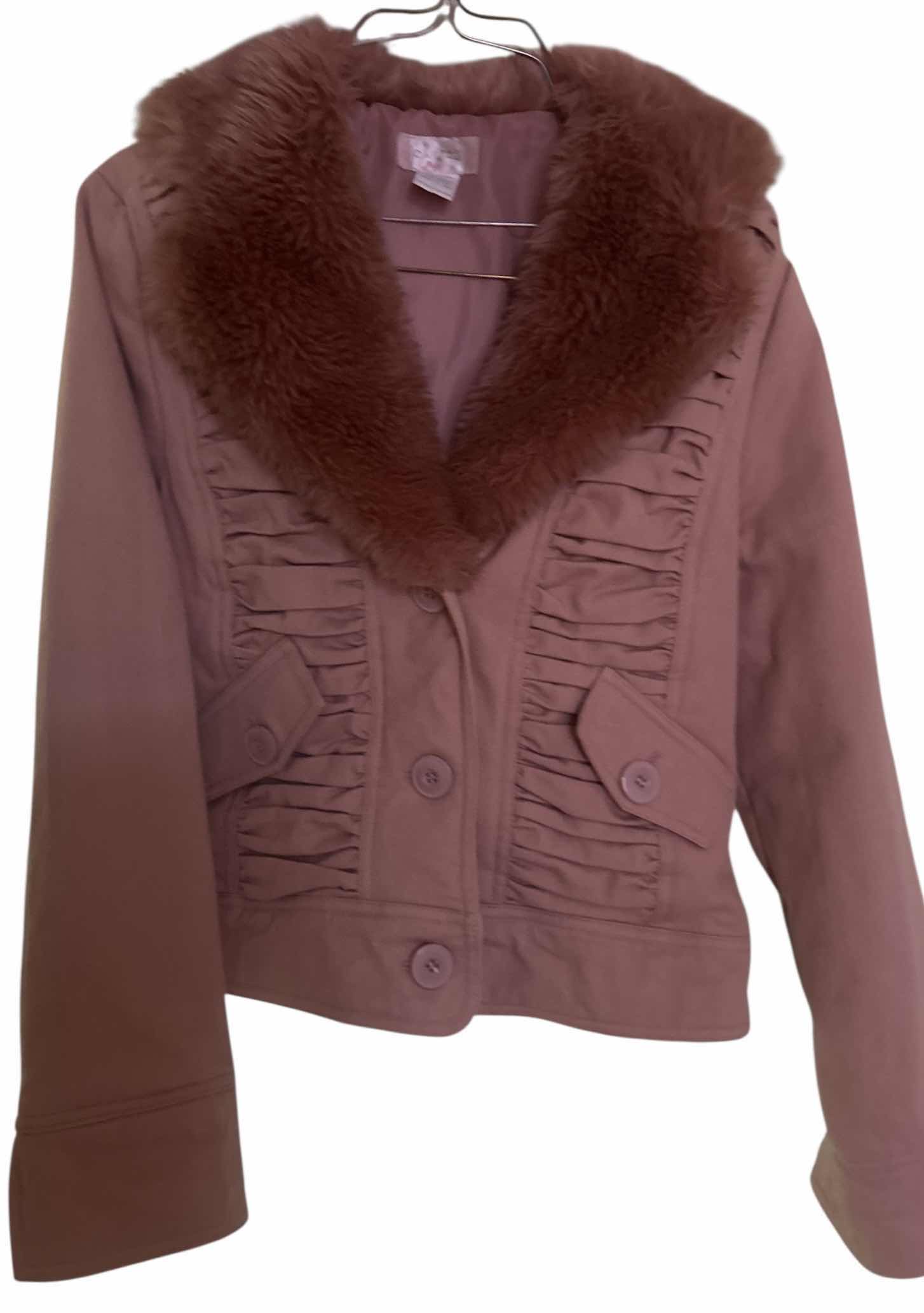 Photo 1 of WOMENSWEAR- DUSTY ROSE WOMENS JACKET WITH FAUX FUR SIZE LARGE