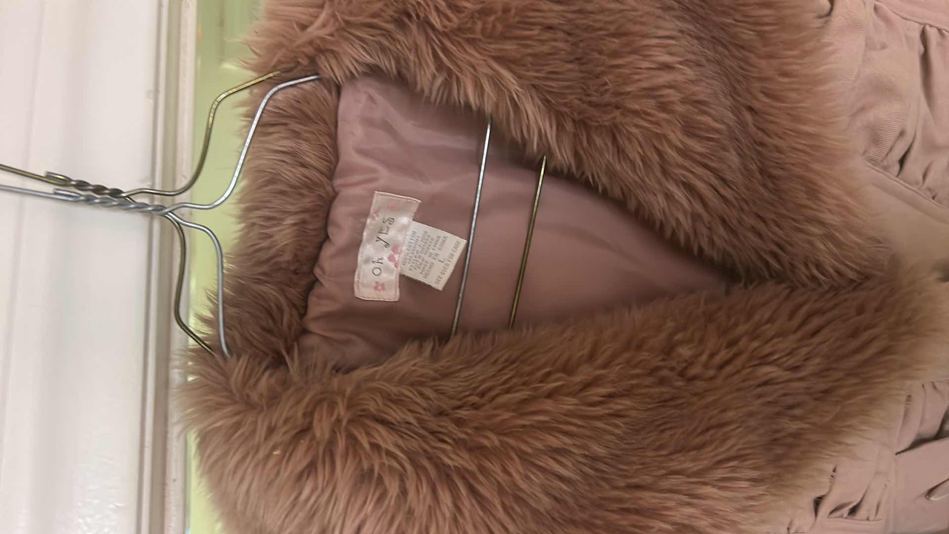 Photo 1 of WOMENSWEAR- DUSTY ROSE WOMENS JACKET WITH FAUX FUR SIZE LARGE